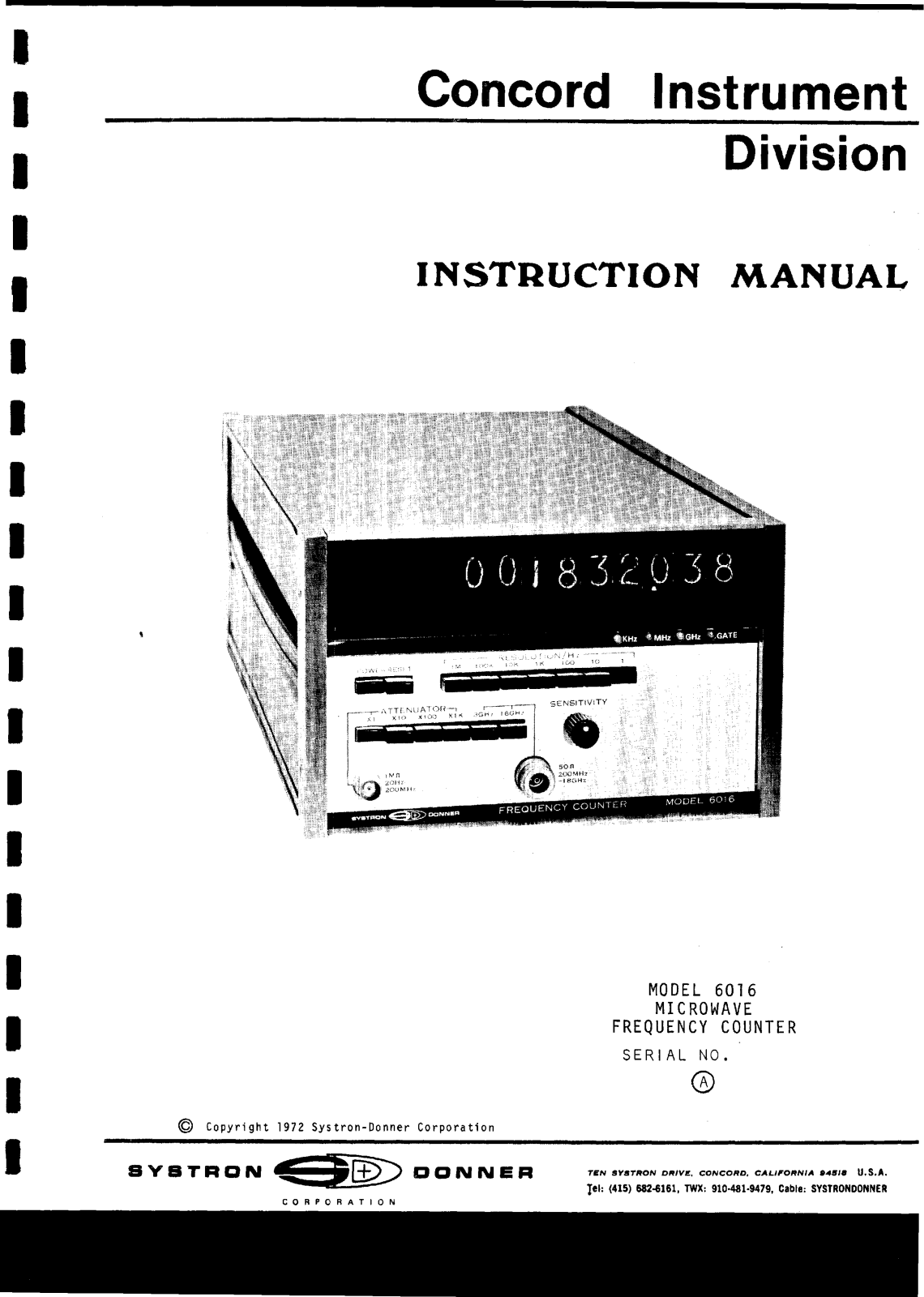 Systron Donner 6016 Service manual