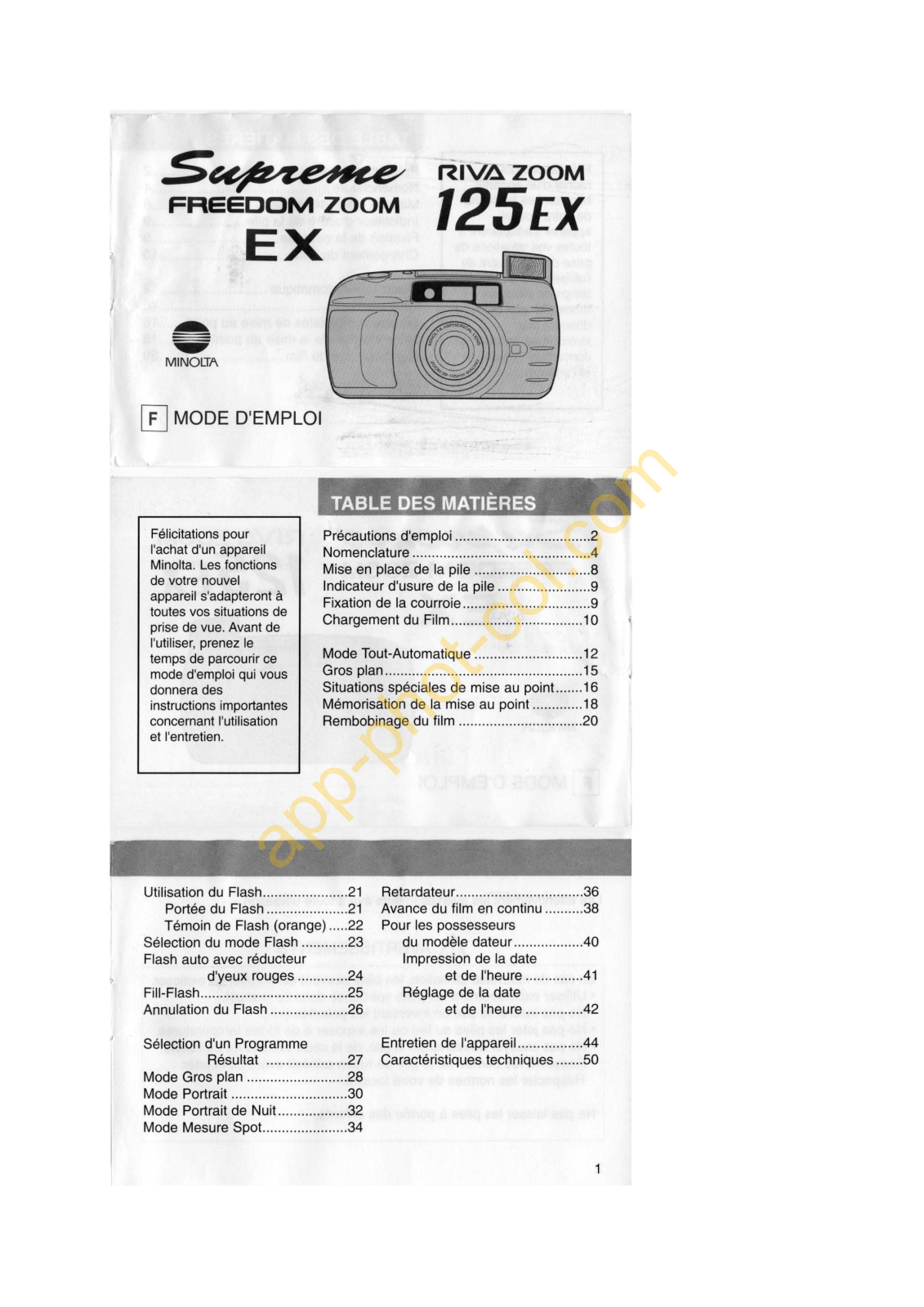 MINOLTA Freedom Zoom EX Guide d'utilisation