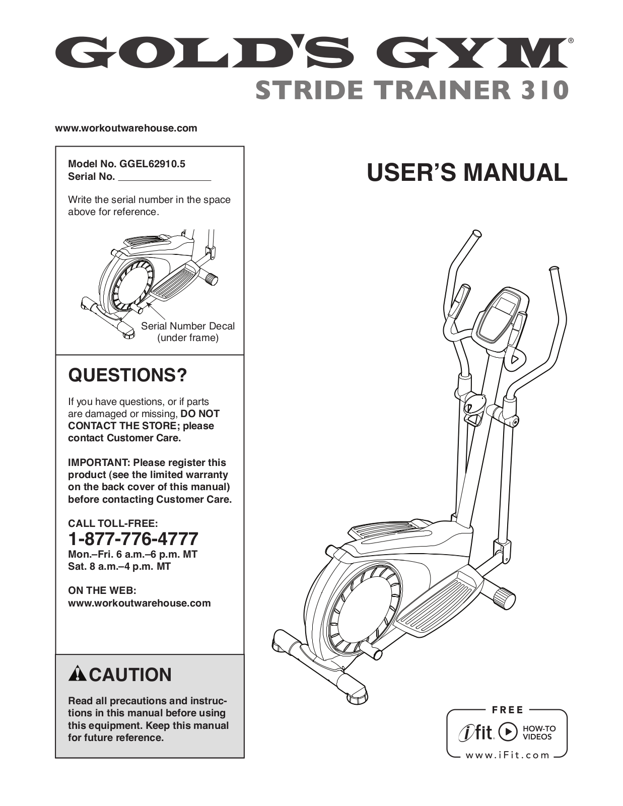 Gold's Gym GGEL629105 Owner's Manual