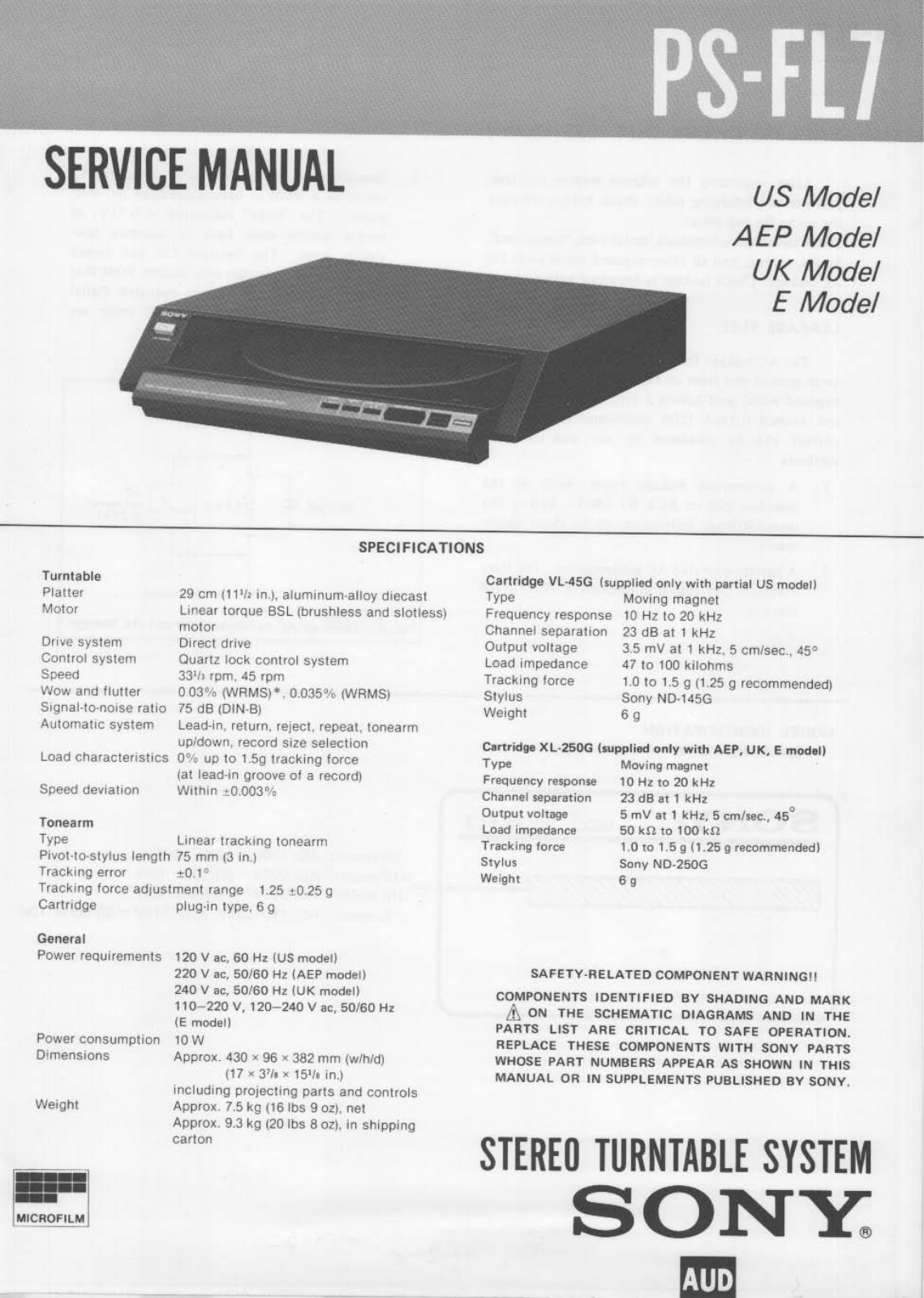 Sony PS-FL7 Service Manual
