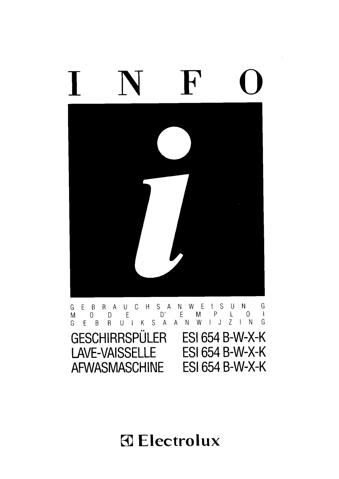 electrolux ESI654K, ESI654X, ESI654B, ESI654W User Manual