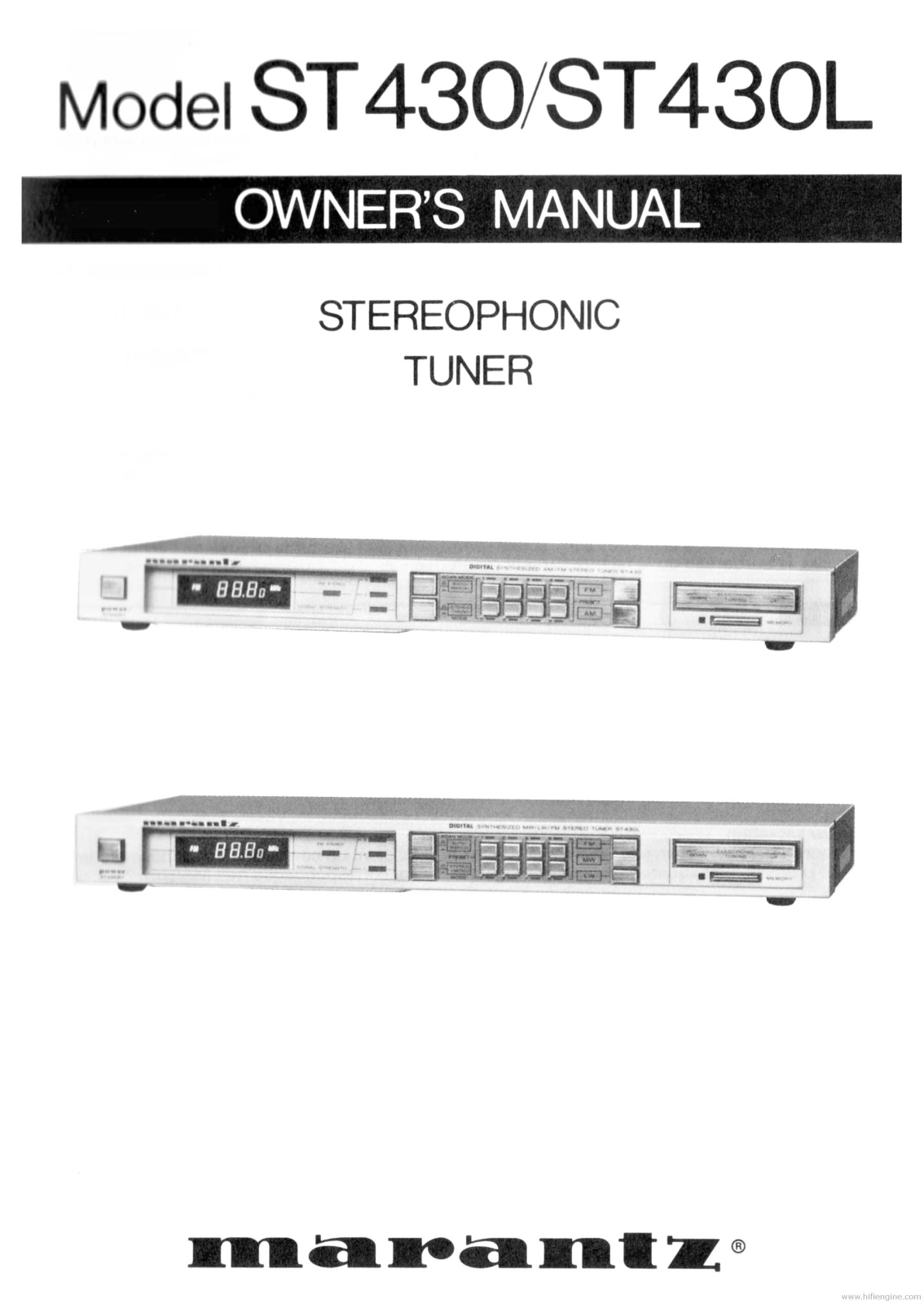 Marantz ST 430, ST 430L Owners Manual
