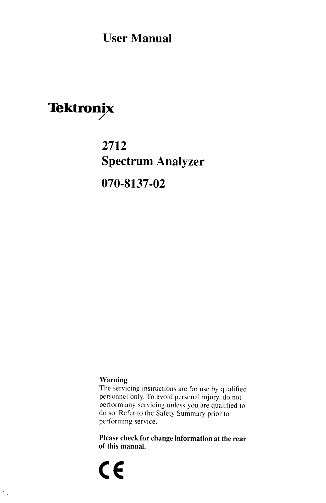 Tektronix 2712 User Manual