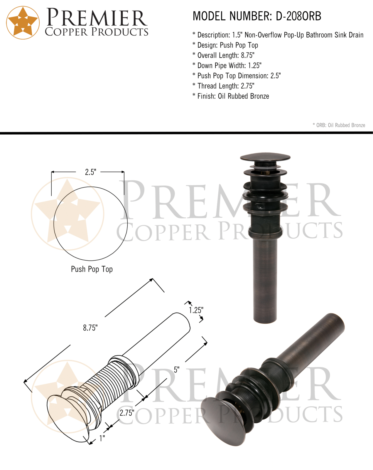 Premier Copper Products IER1074 Specifications - ManualMachine.com
