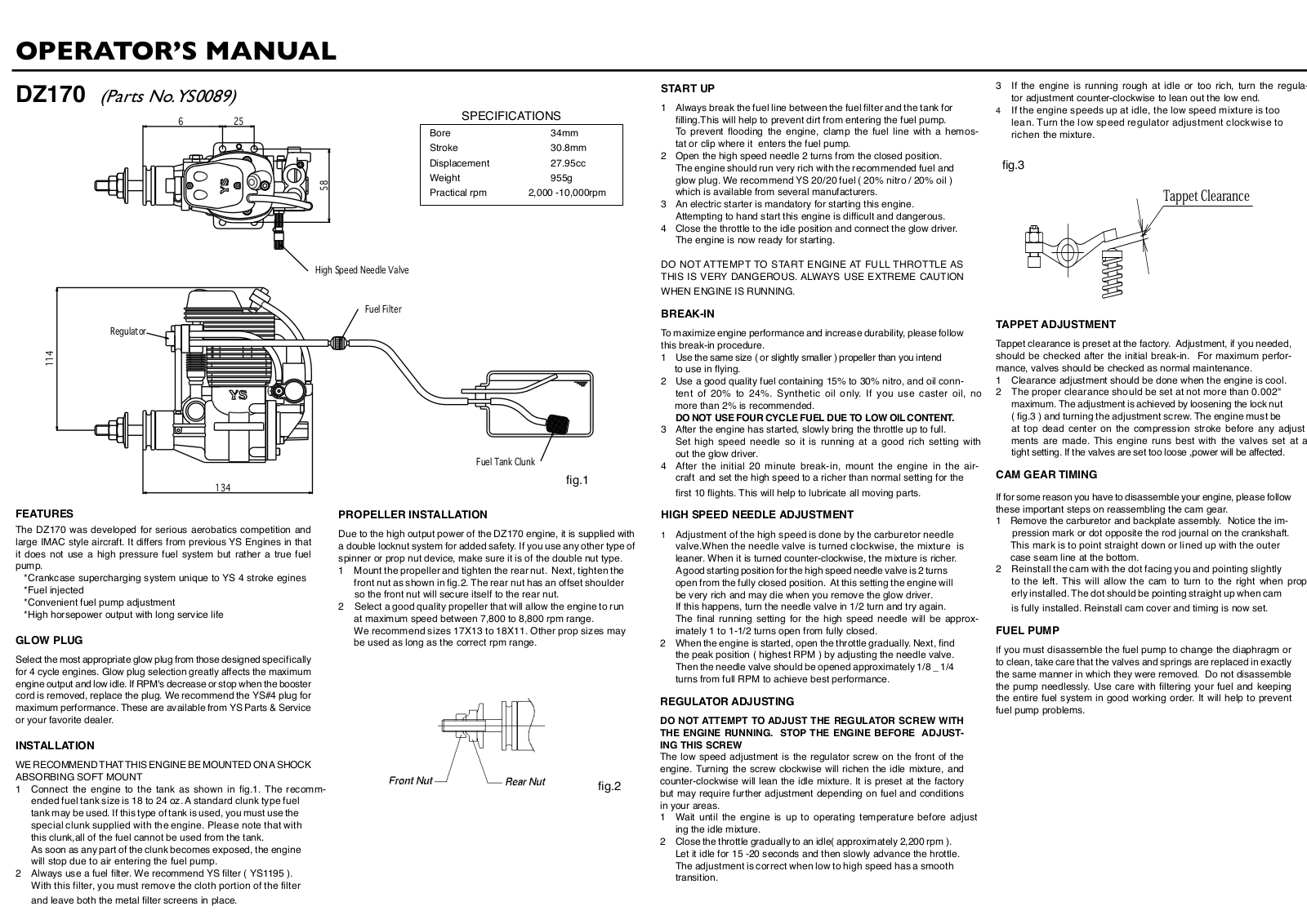 Ys DZ170 User Manual