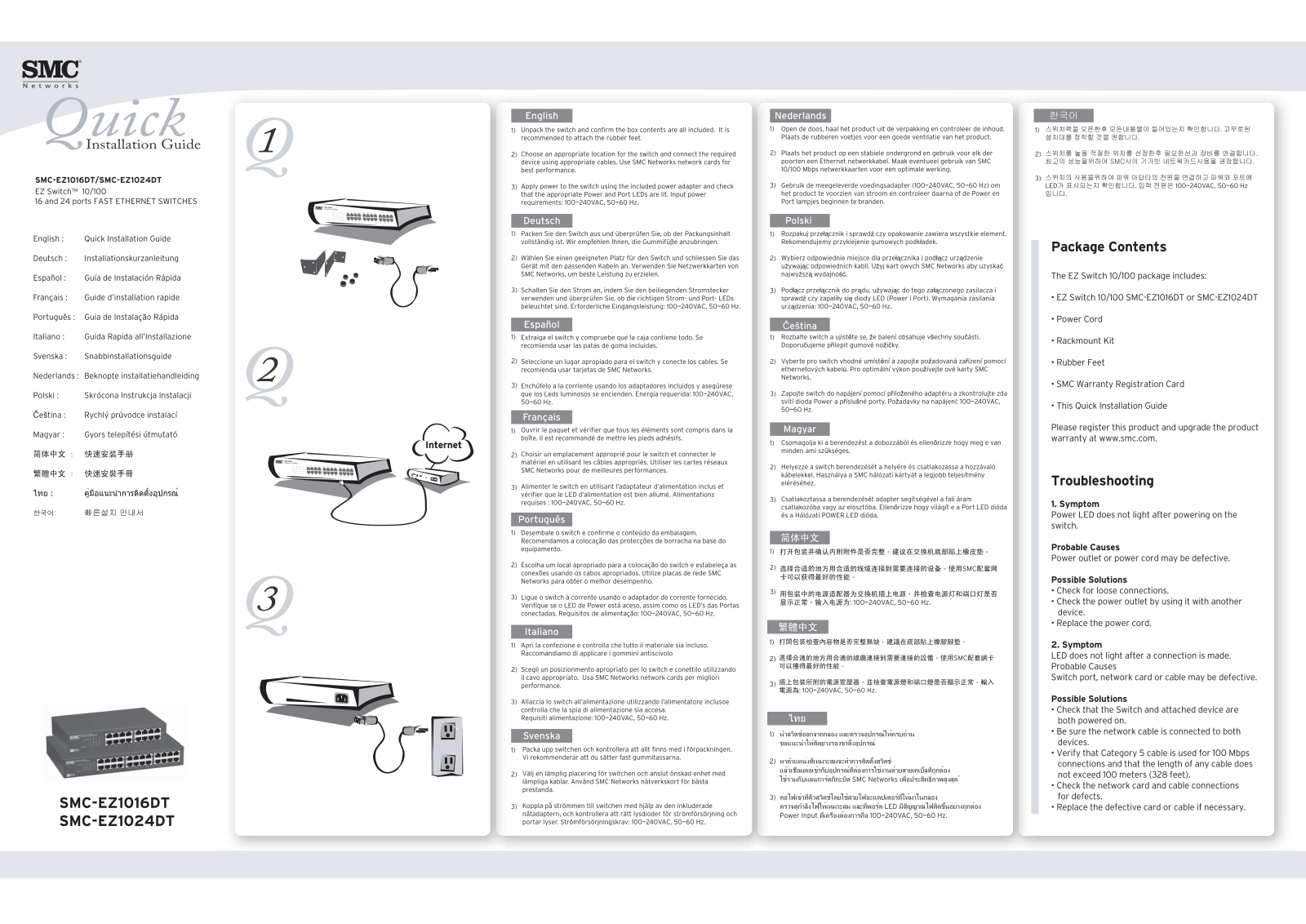 Smc EZ1024DT, EZ1016DT Quick installation guide