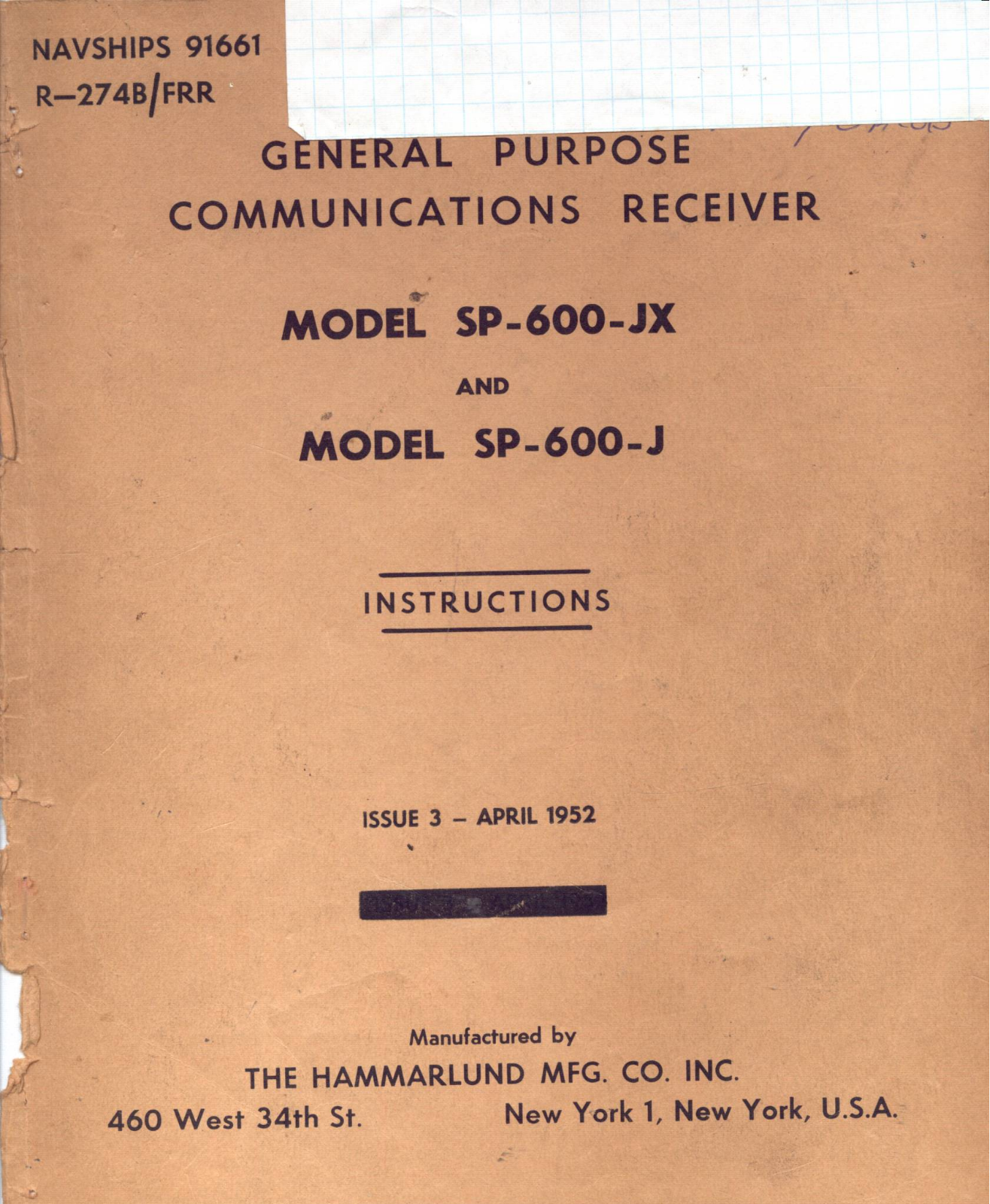 Hammarlund SP-600J-JX User Guide