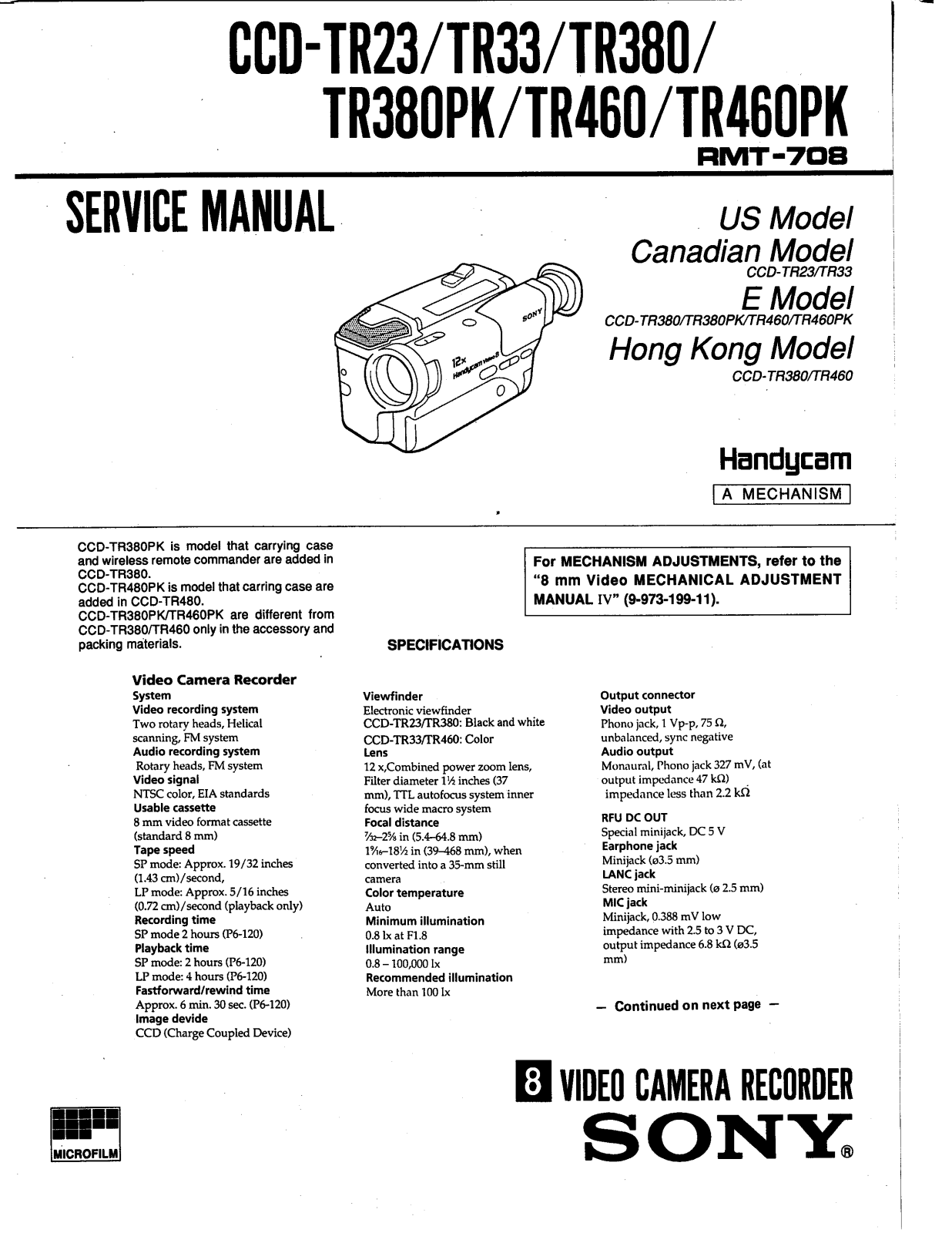 SONY CCD TR380 Diagram