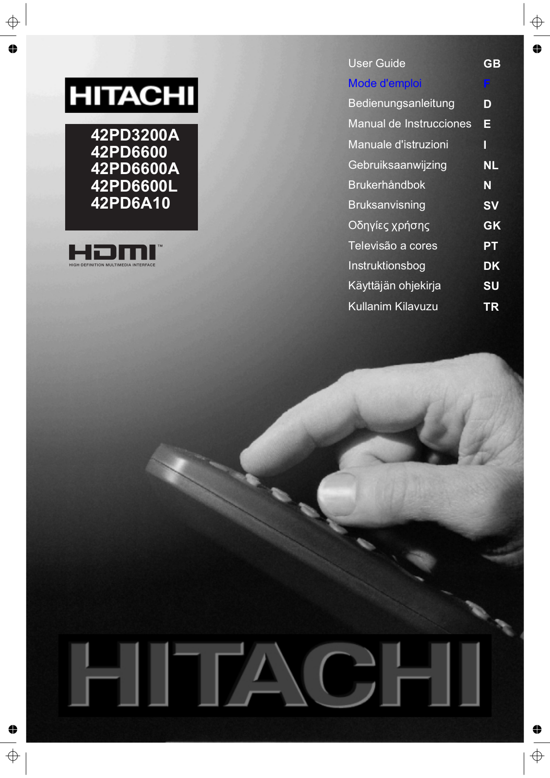 HITACHI 42PD 5100, 42PD6600 User Manual