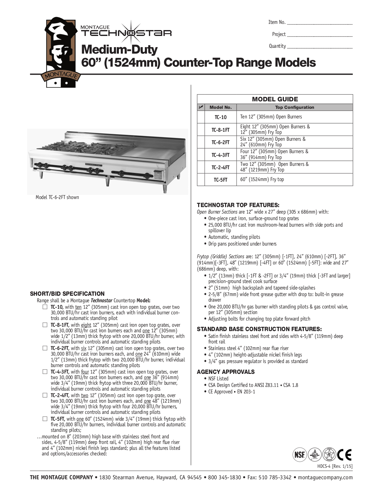 Montague TC-2-4FT User Manual