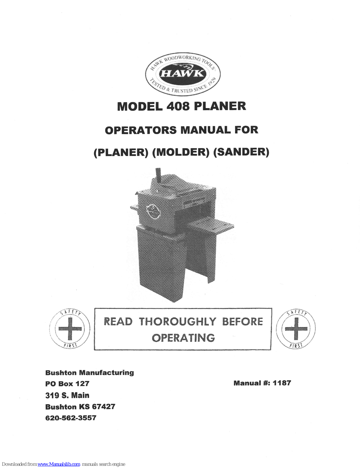 Hawk 408 Operator's Manual - ManualMachine.com
