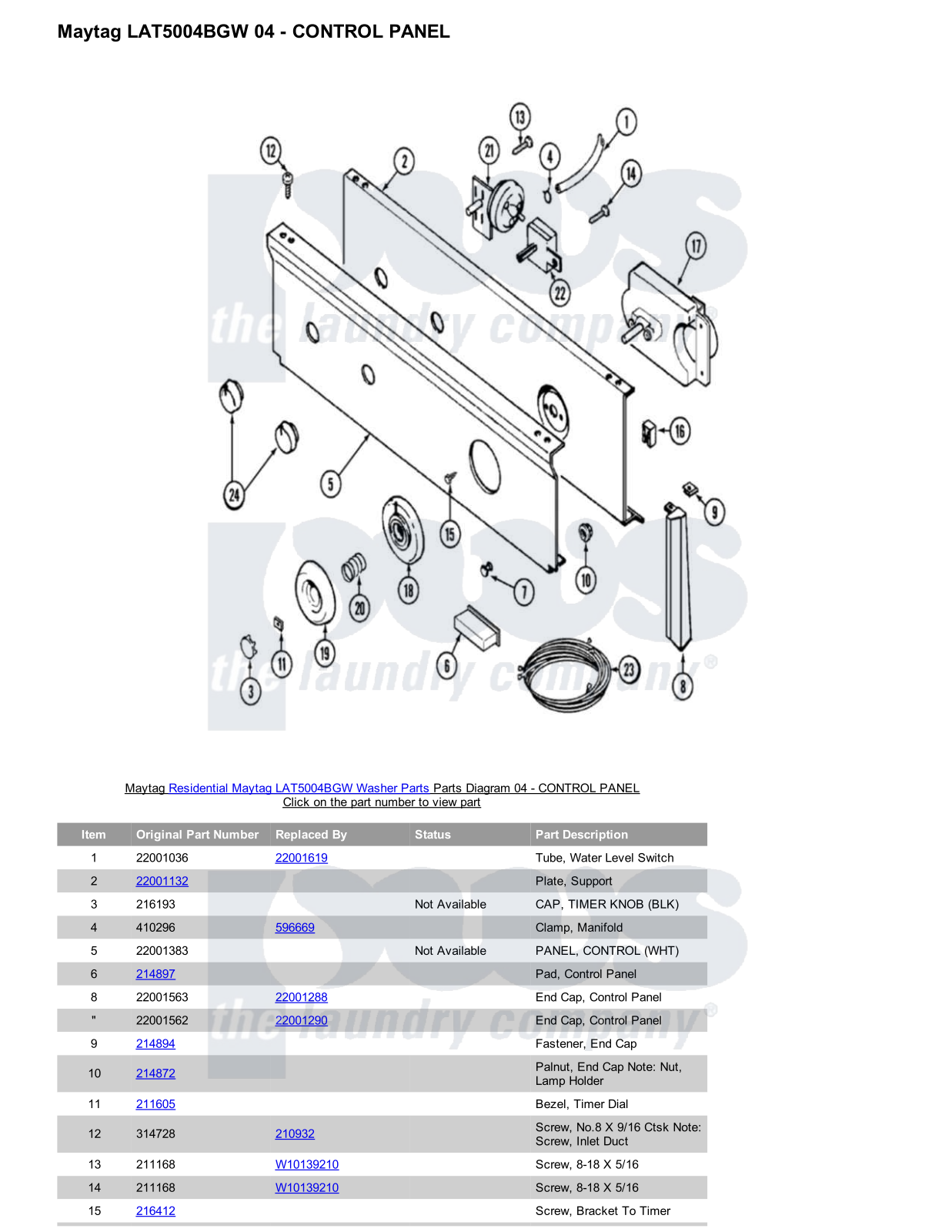 Maytag LAT5004BGW Parts Diagram