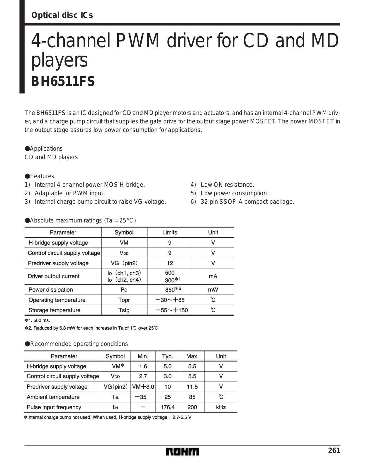 ROHM BH6511FS Datasheet