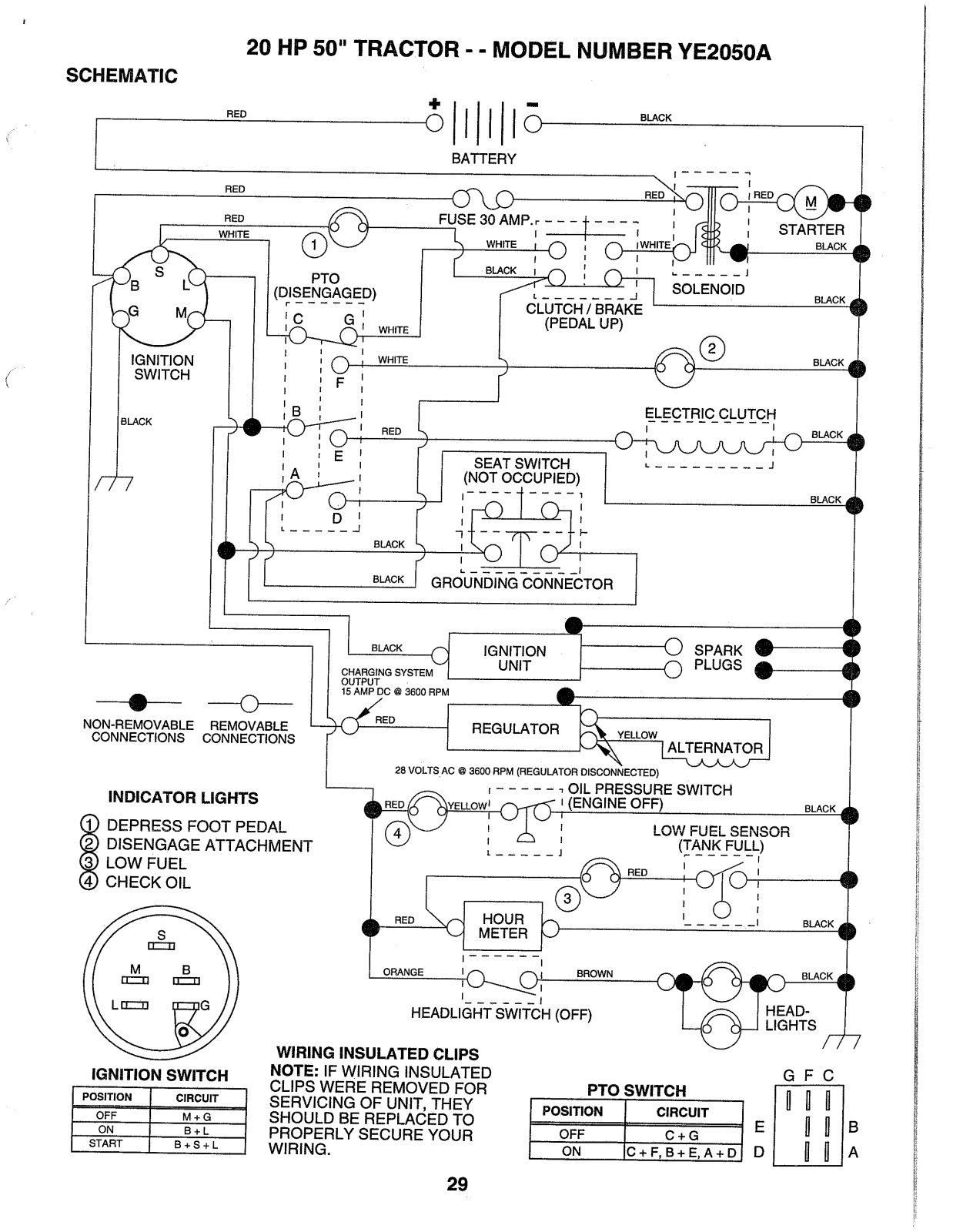 AYP YE2050A Parts List