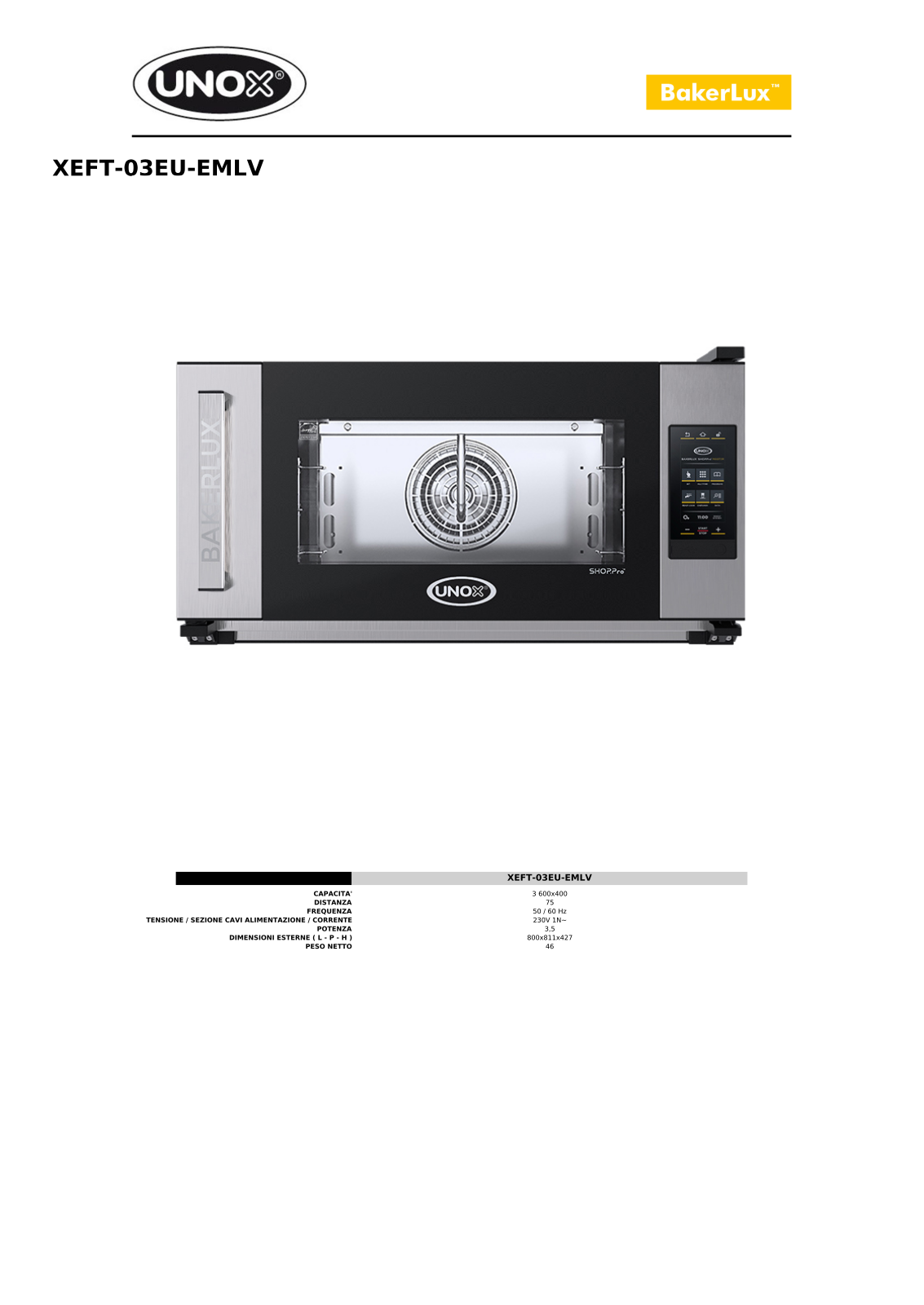 UNOX XEFT-03EU-EMLV Datasheet