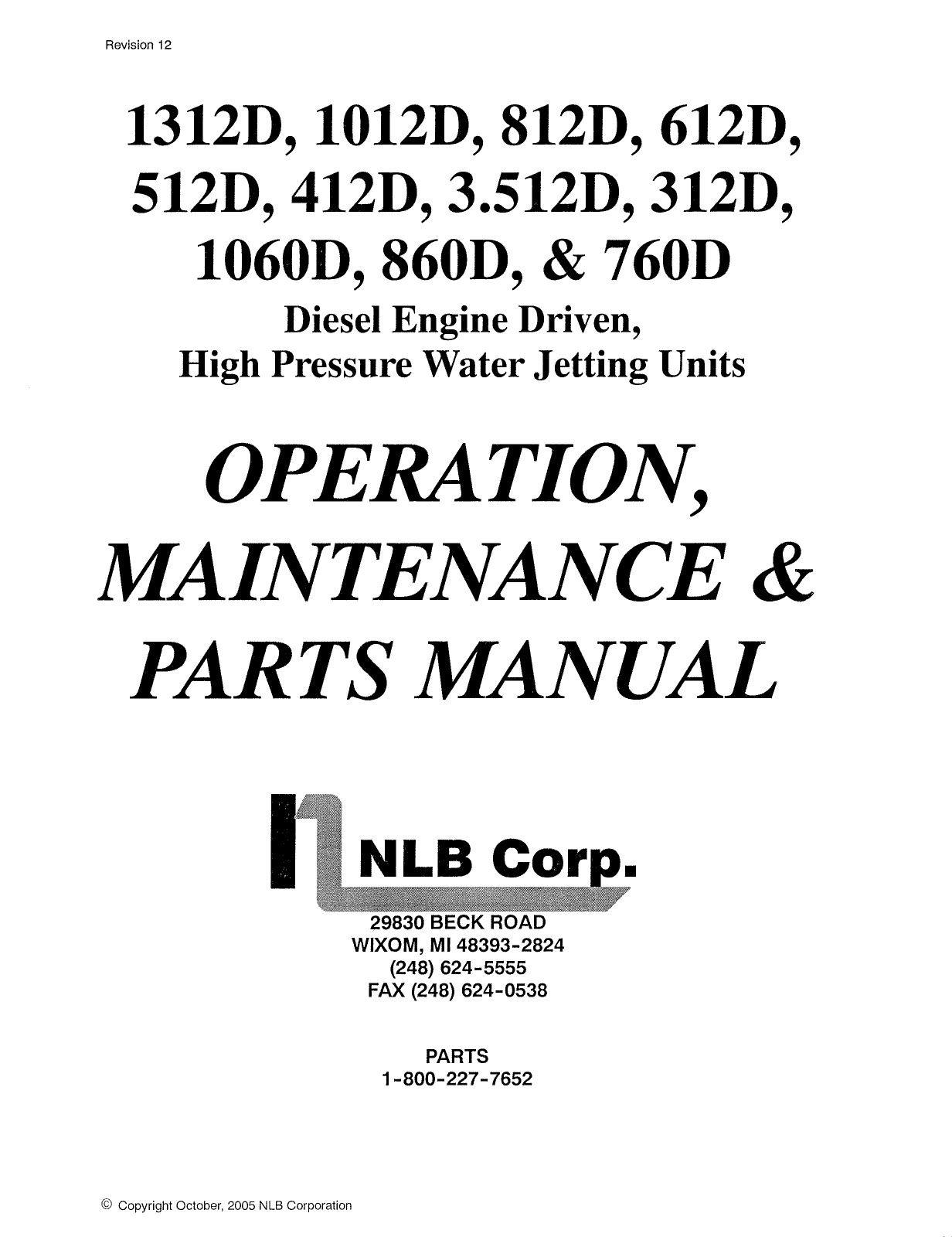 NLB 1312D, 612D, 812D, 512D, 1012D Maintenance Manual - ManualMachine.com