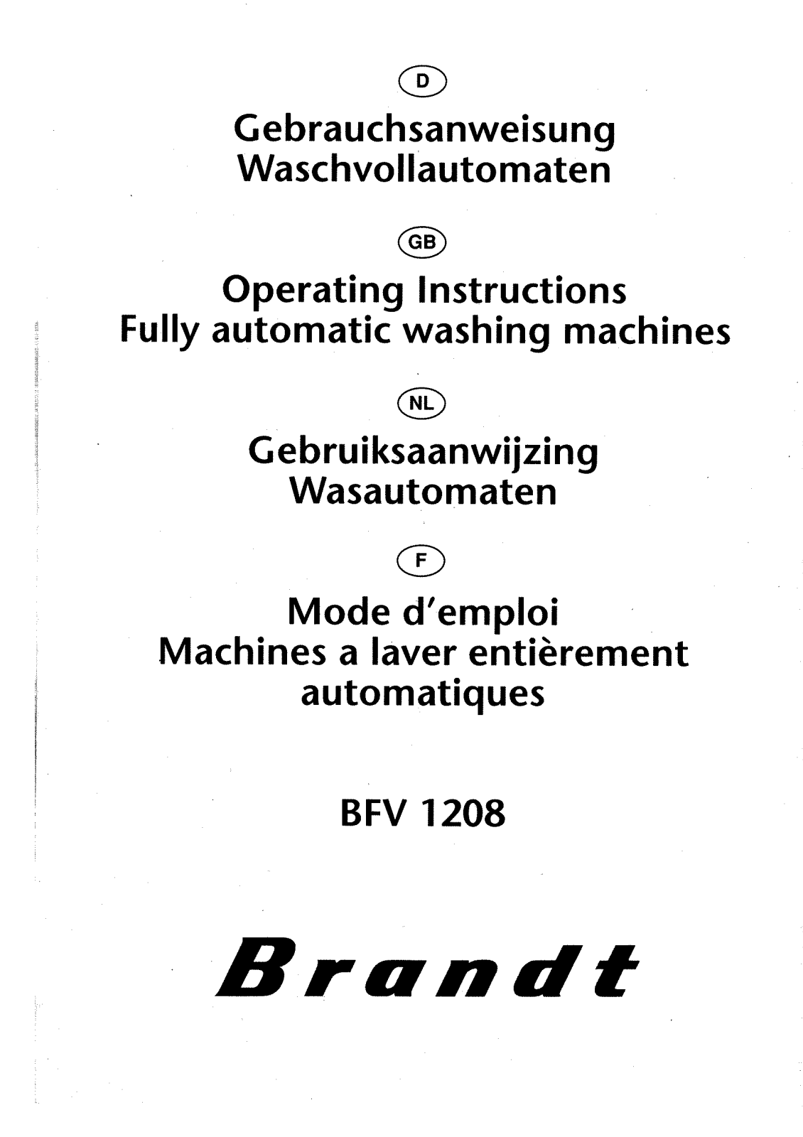 Brandt BFV1208 User Manual