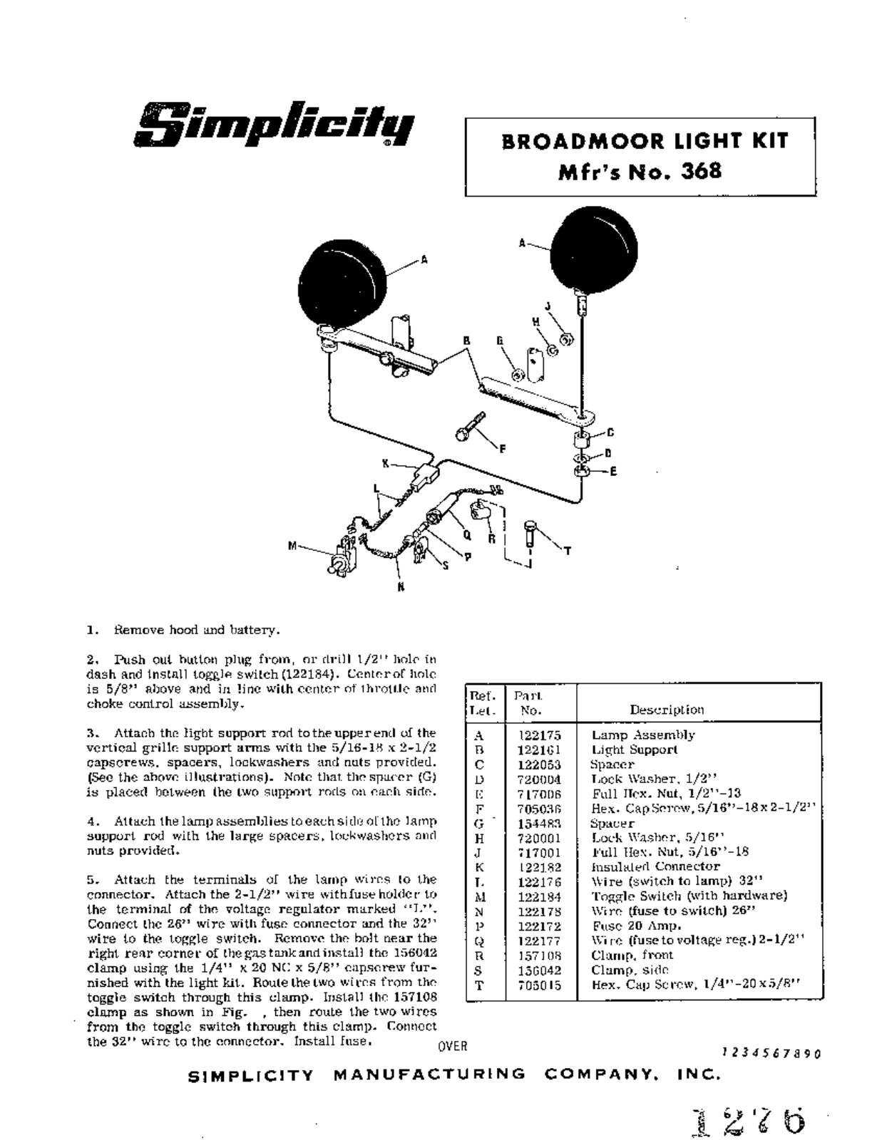 Simplicity 368 User Manual