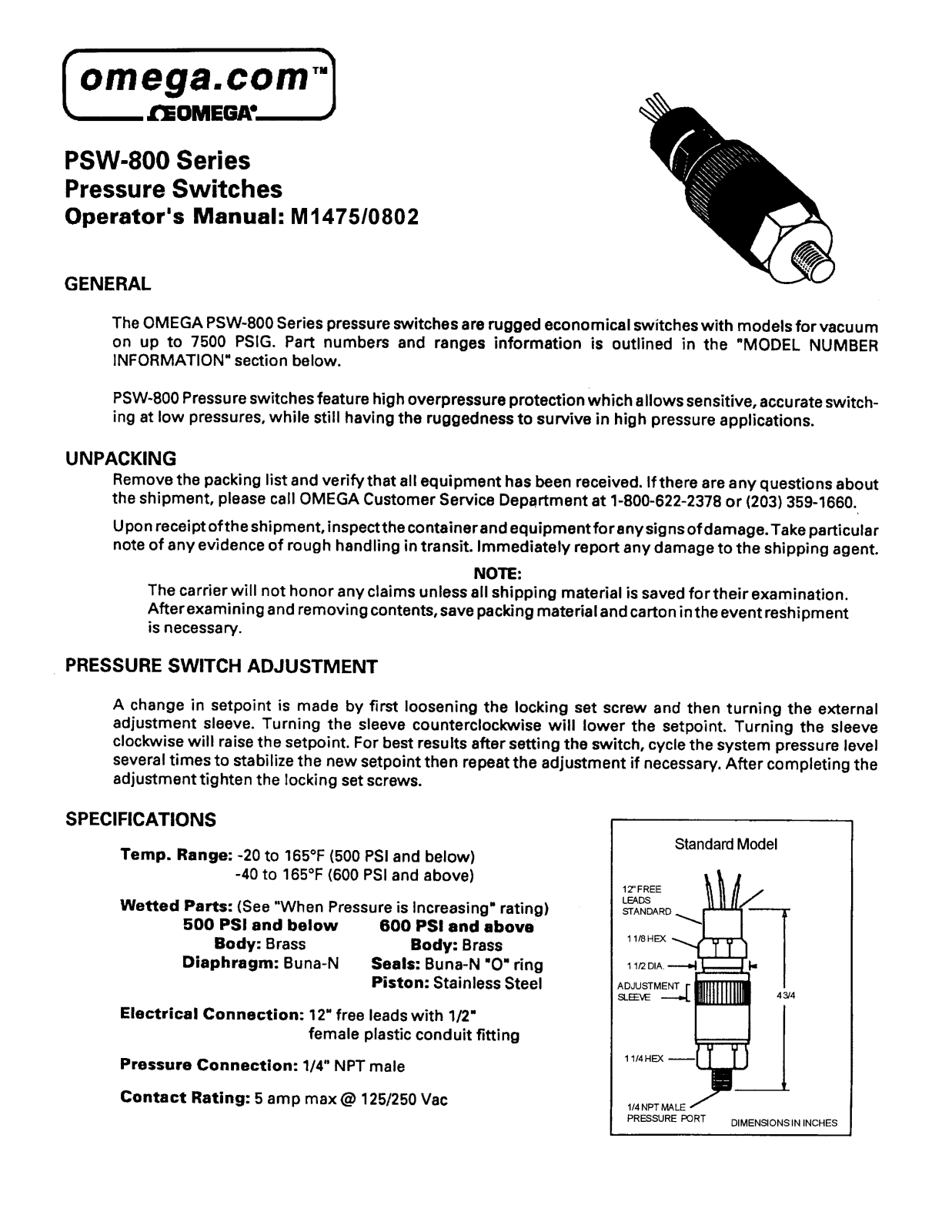 Omega PSW-800 User guide - ManualMachine.com