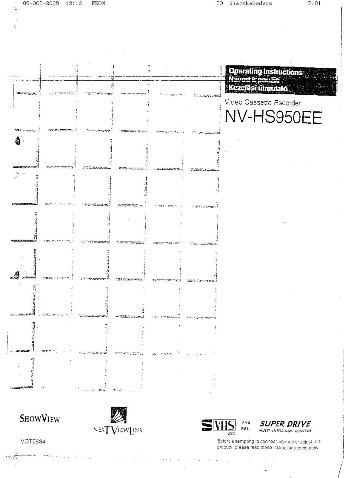 Panasonic NVHS950EE Operating Instructions