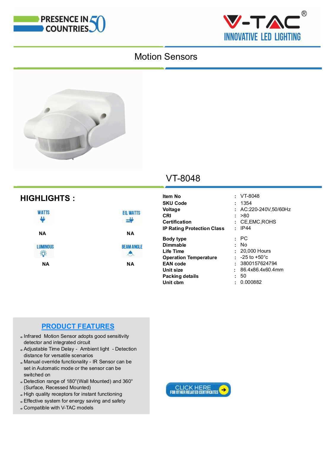 V-TAC VT-1354 Datasheet - ManualMachine.com
