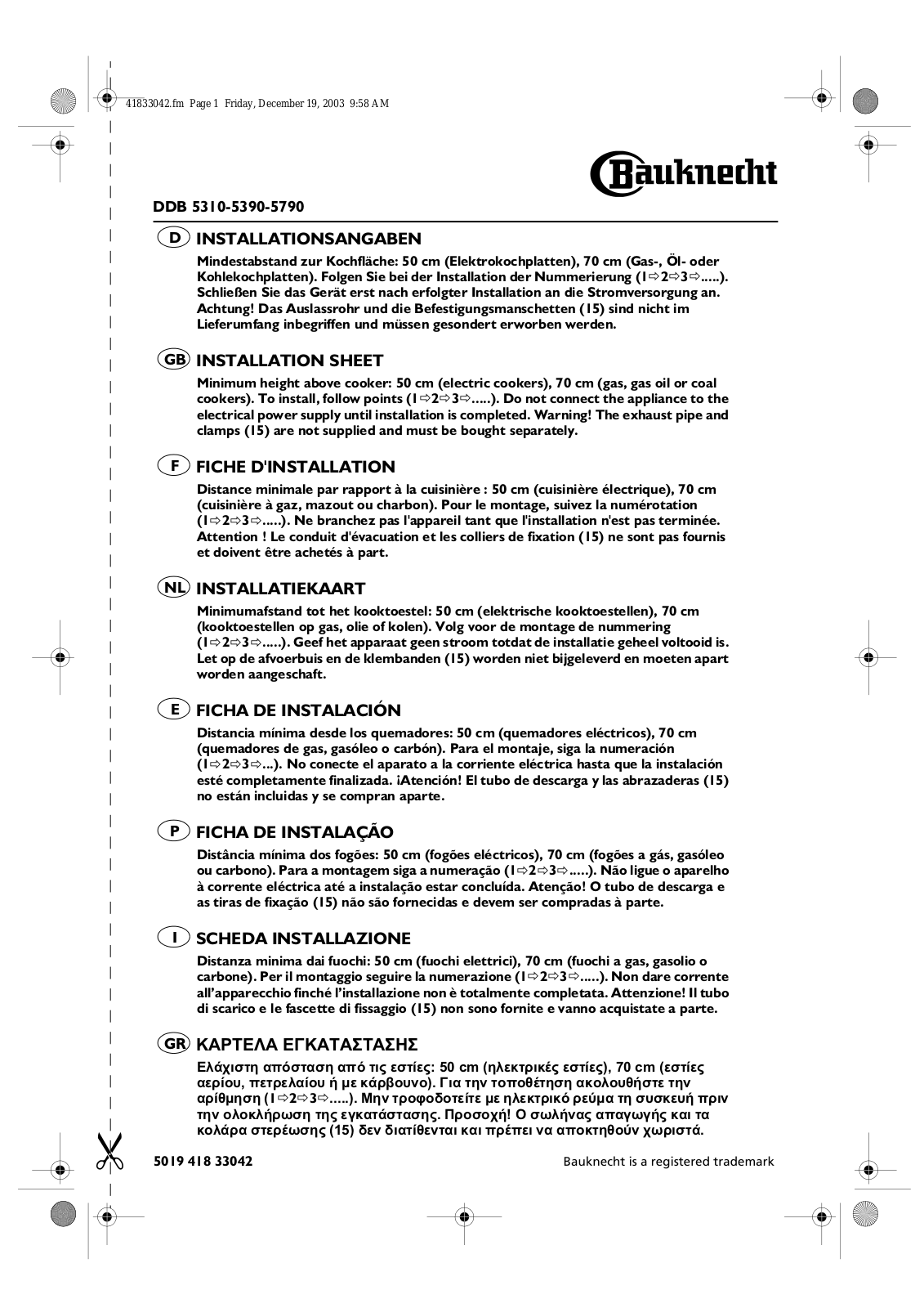 Whirlpool DDB 5790 IN, DDB 5790 AL INSTRUCTION FOR USE