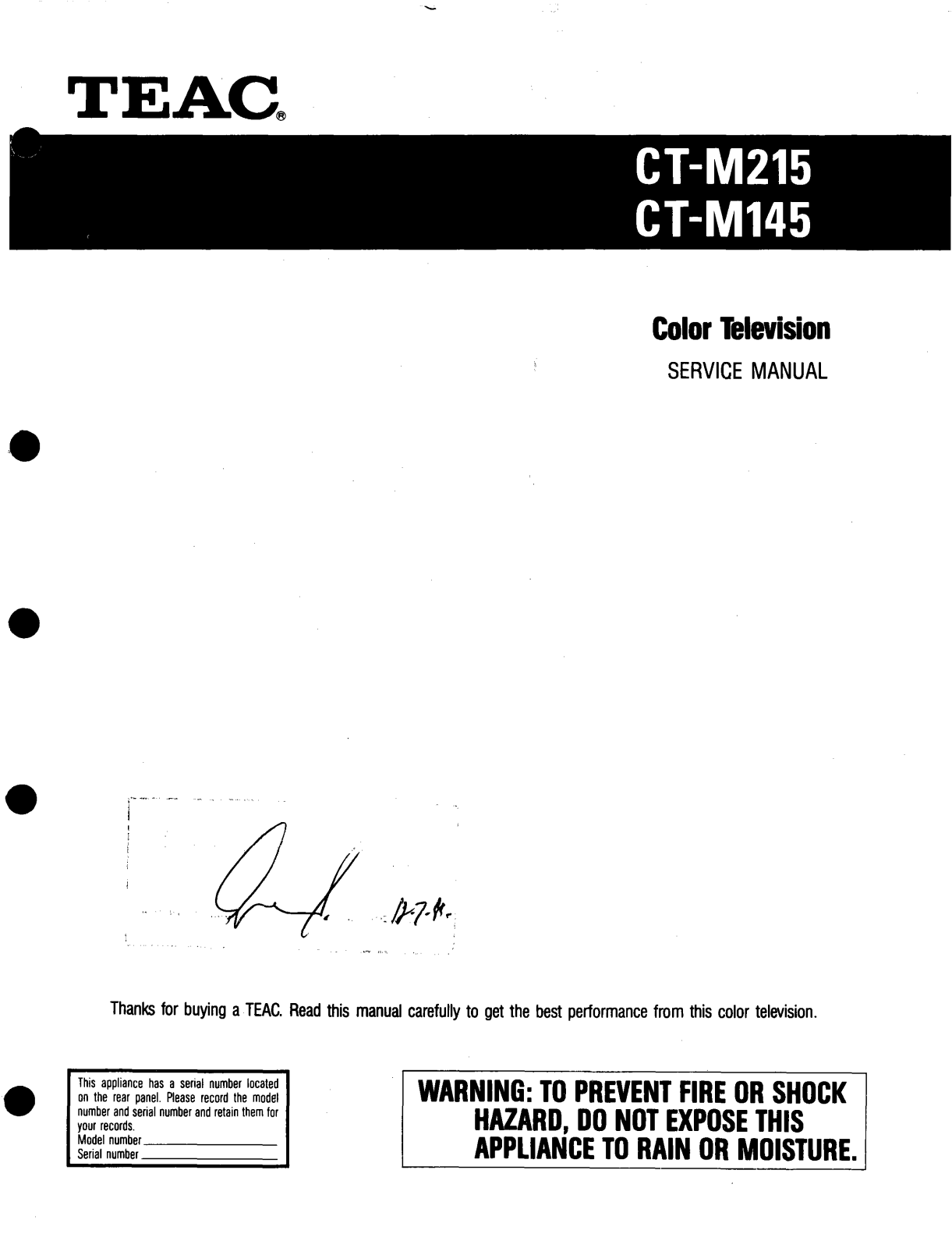 TEAC CTM-215 Service manual