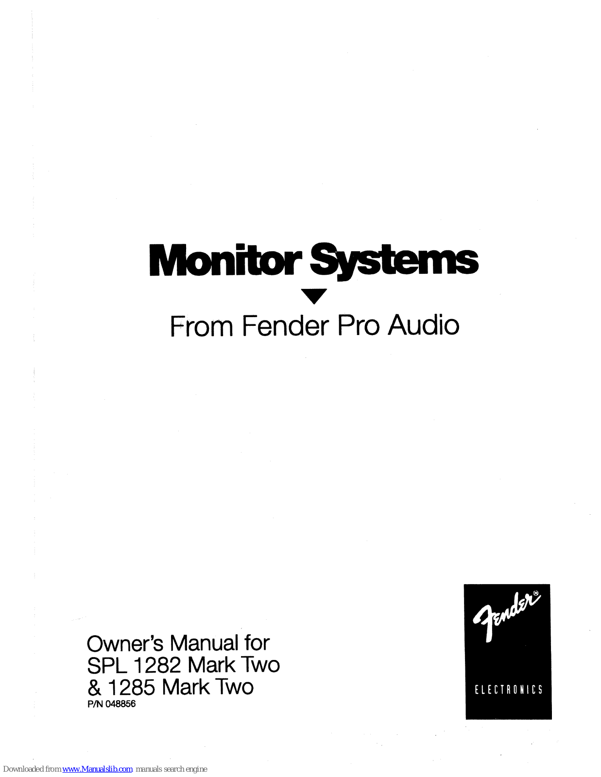 Fender SPL 1282 Mark Two, SPL 1285 Mark Two Owner's Manual