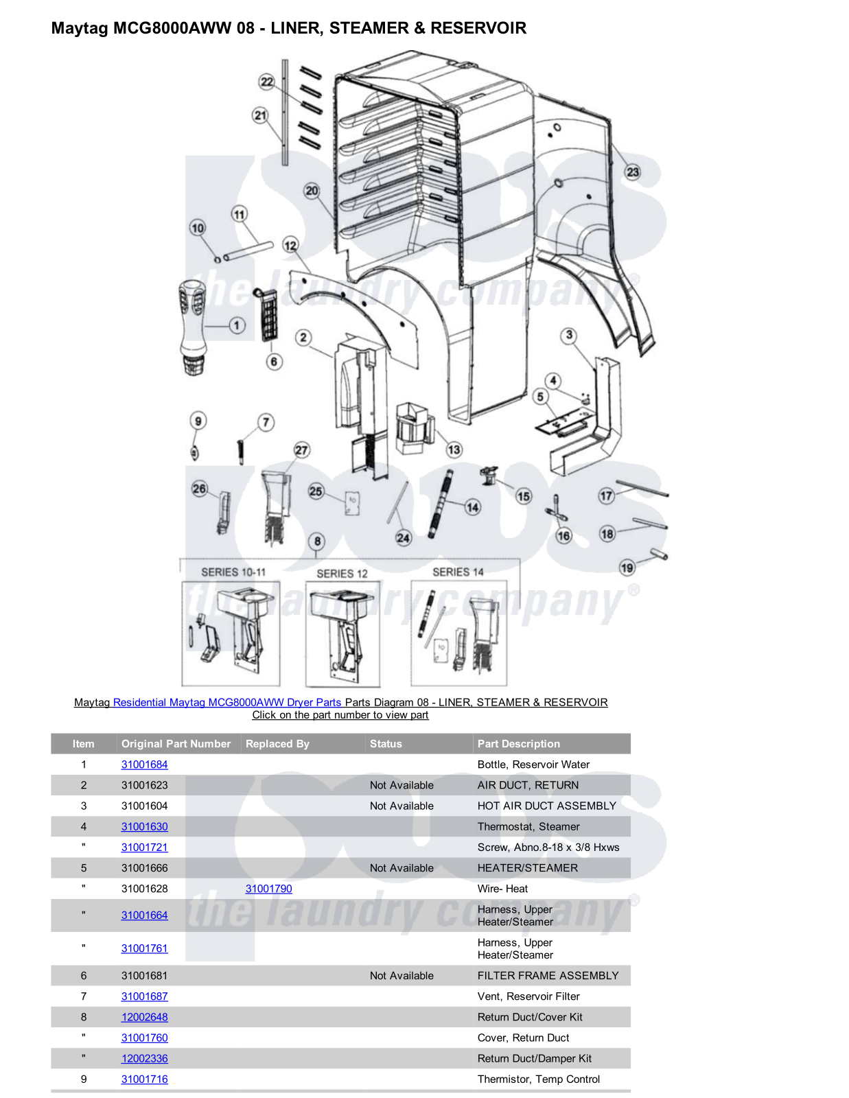 Maytag MCG8000AWW Parts Diagram