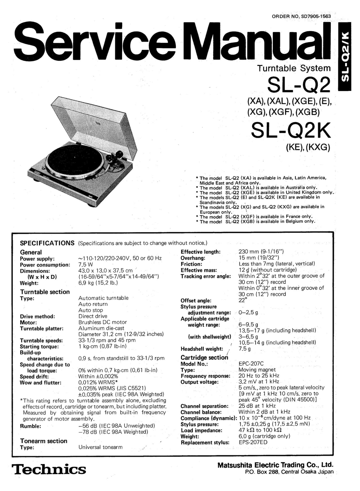 Technics SL-Q-2 Service Manual