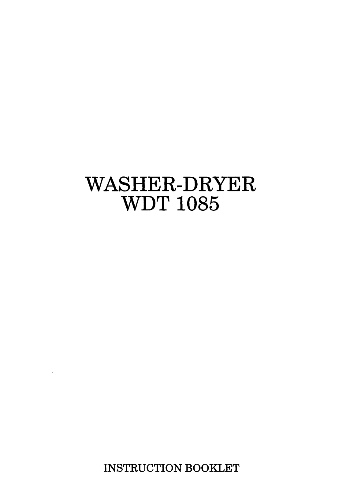 Zanussi WDT 1085 Instruction Manual