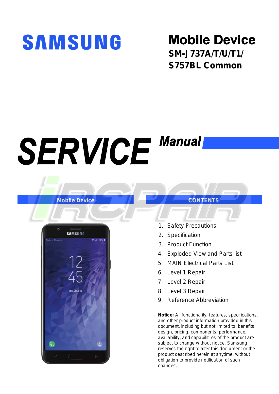 SAMSUNG SM-J737Tmanual Service and repair manual