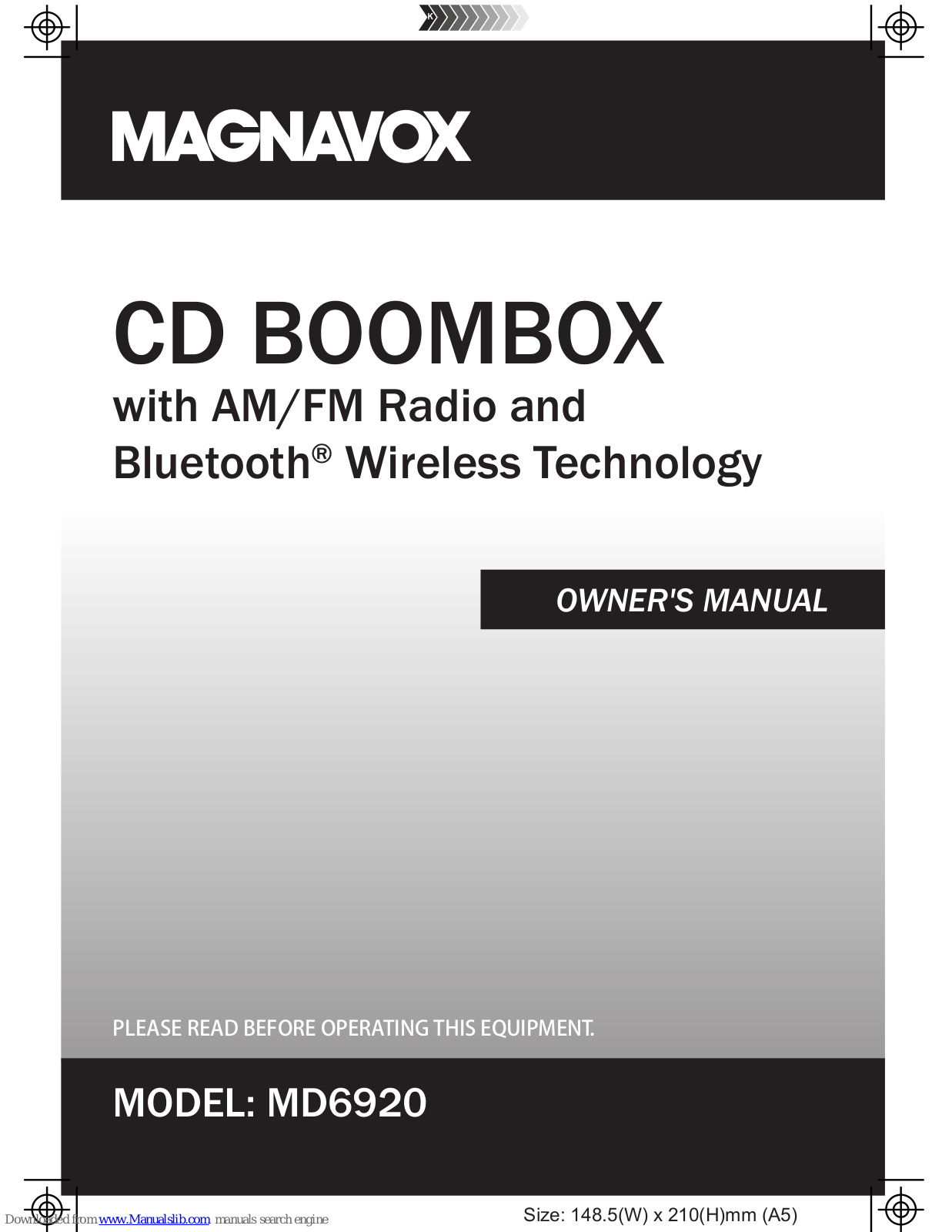 Magnavox MD6920 Owner's Manual