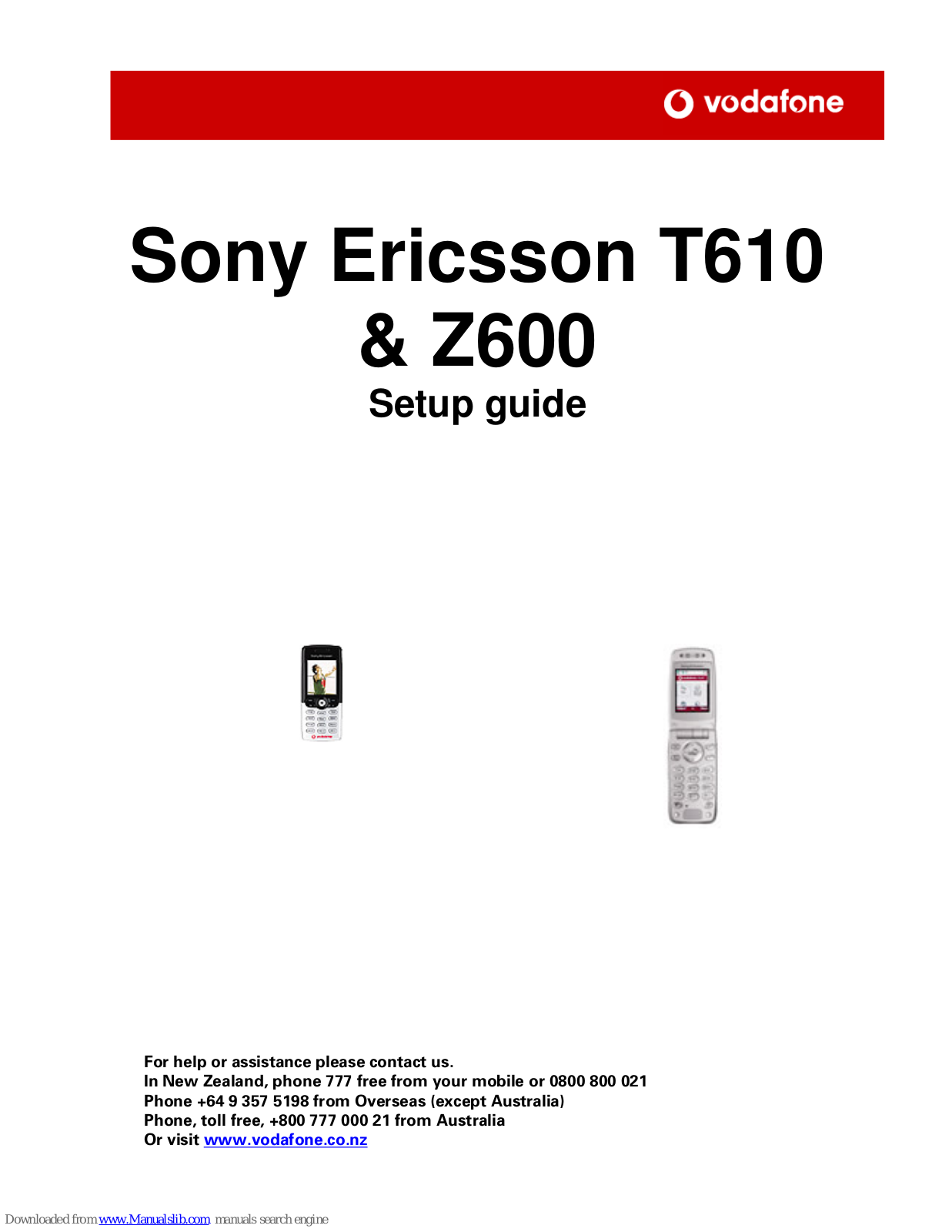 Sony Ericsson T610 T610 T610, Z600 Z600 Z600, T610, Z600 Setup Manual