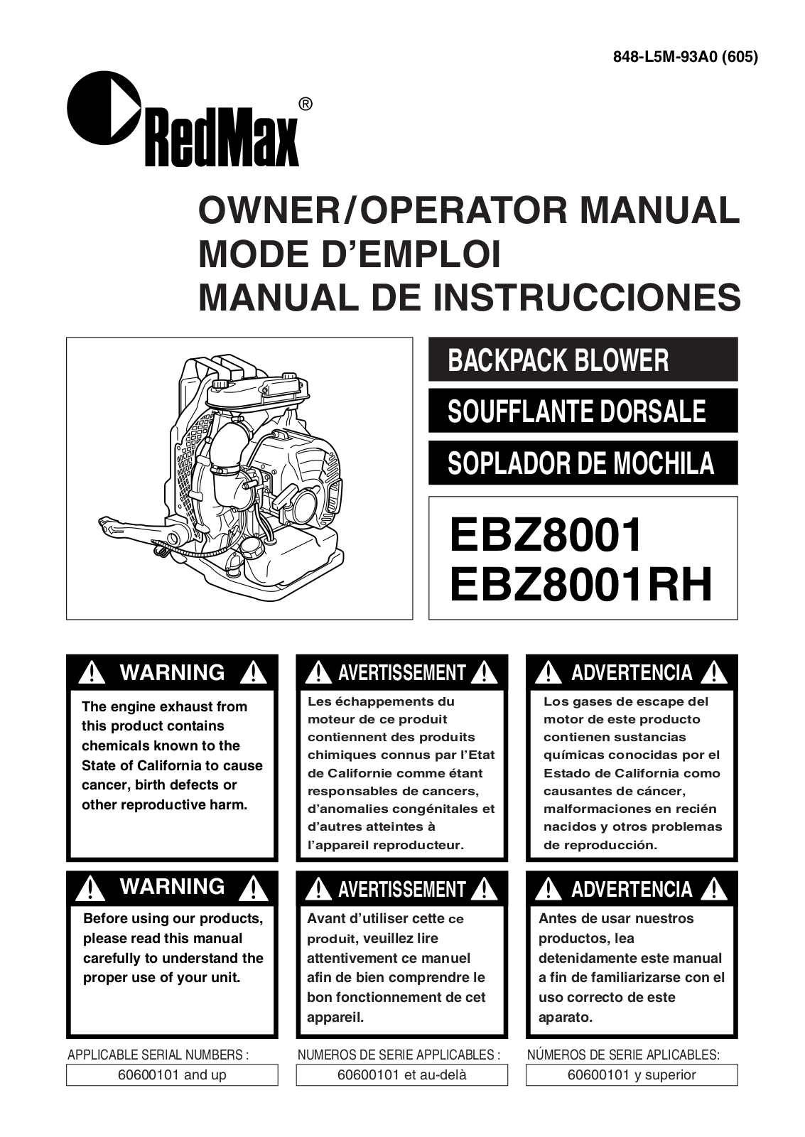 Zenoah EBZ8001RH User Manual