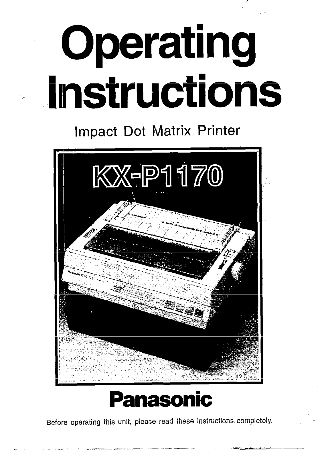 Panasonic KX-P1170 User Manual