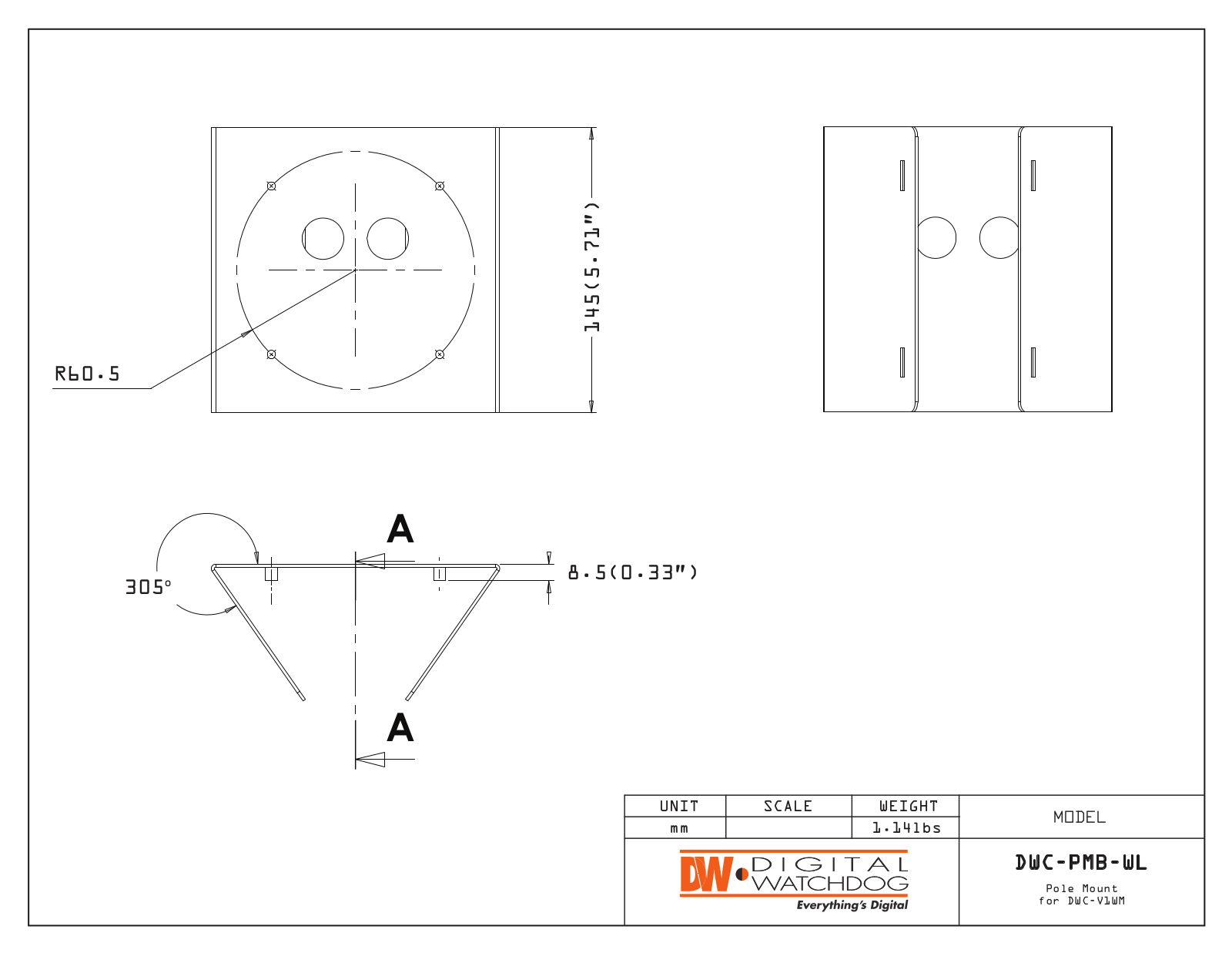 Digital Watchdog DWC-PMB-WL Specsheet