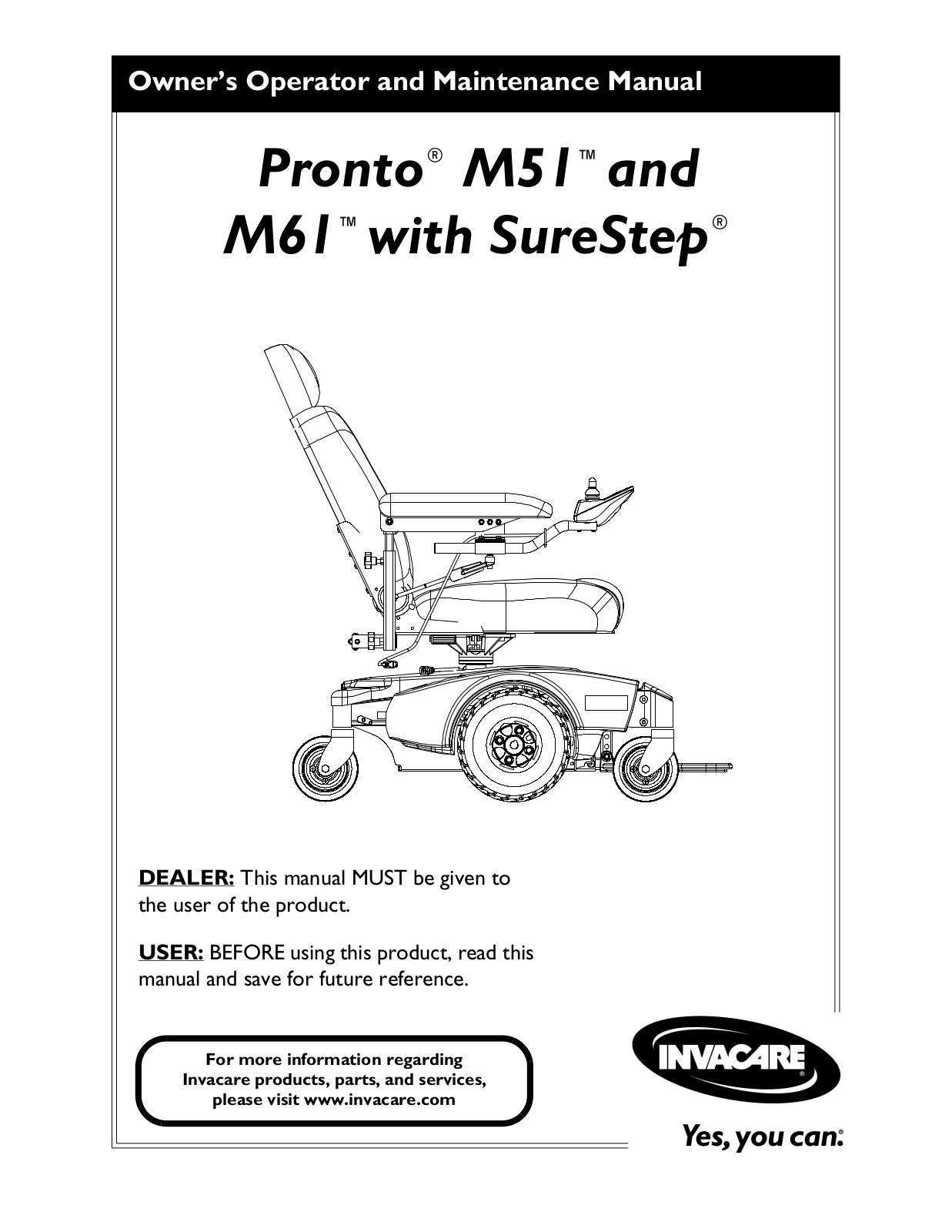 Invacare Pronto M61 User Manual