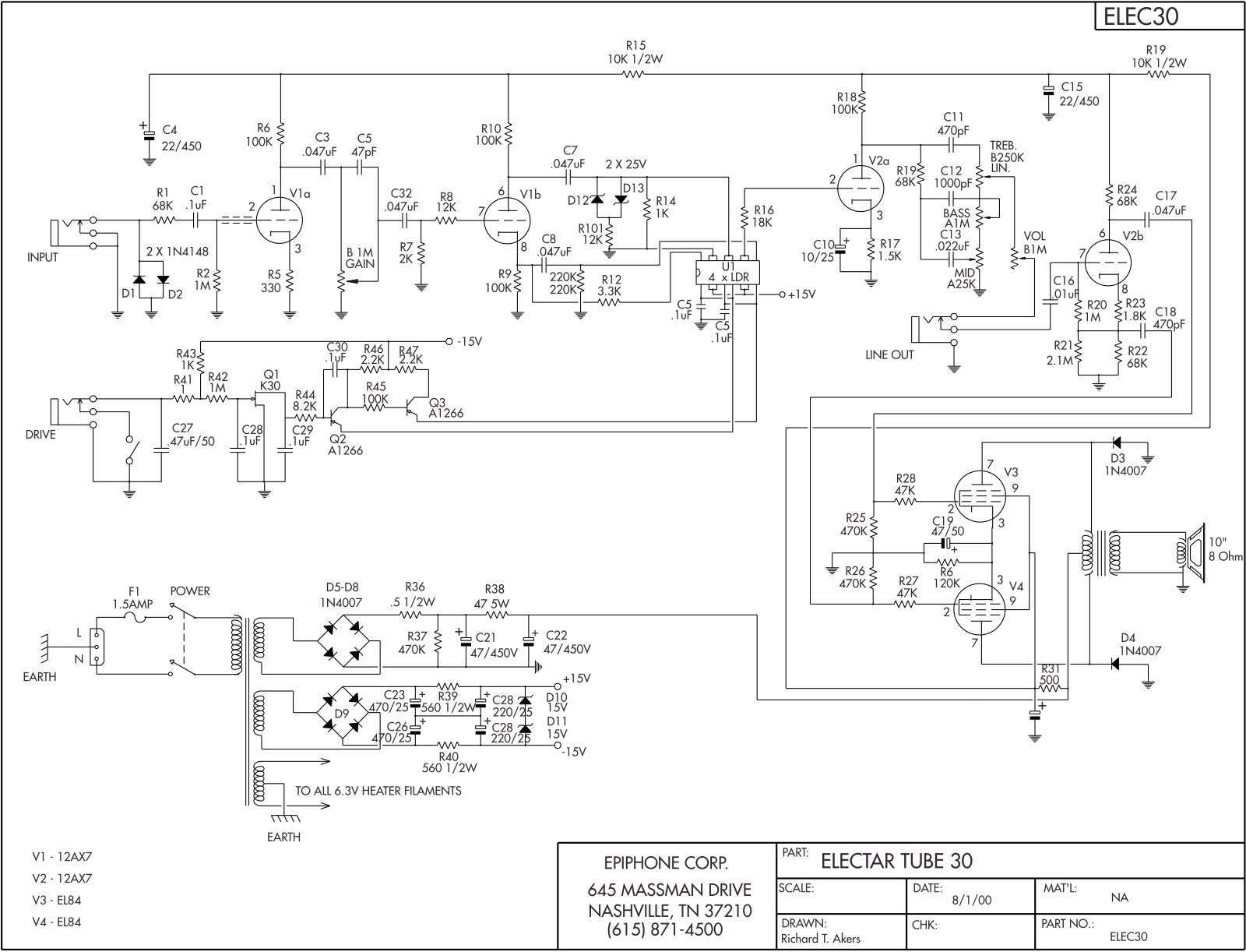 Electar tube 30 schematic