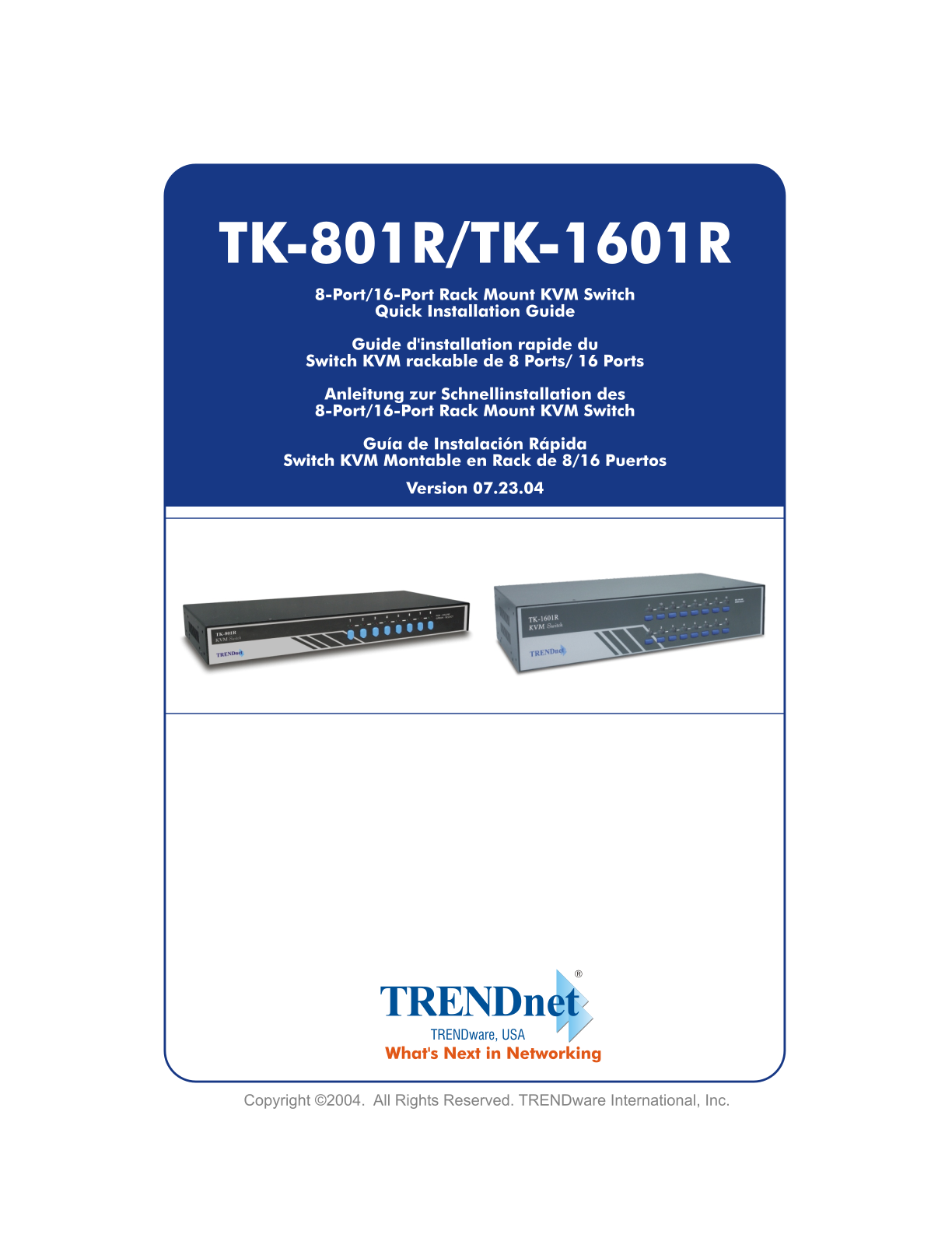 Trendnet TK-801RS QUICK INSTALLATION GUIDE