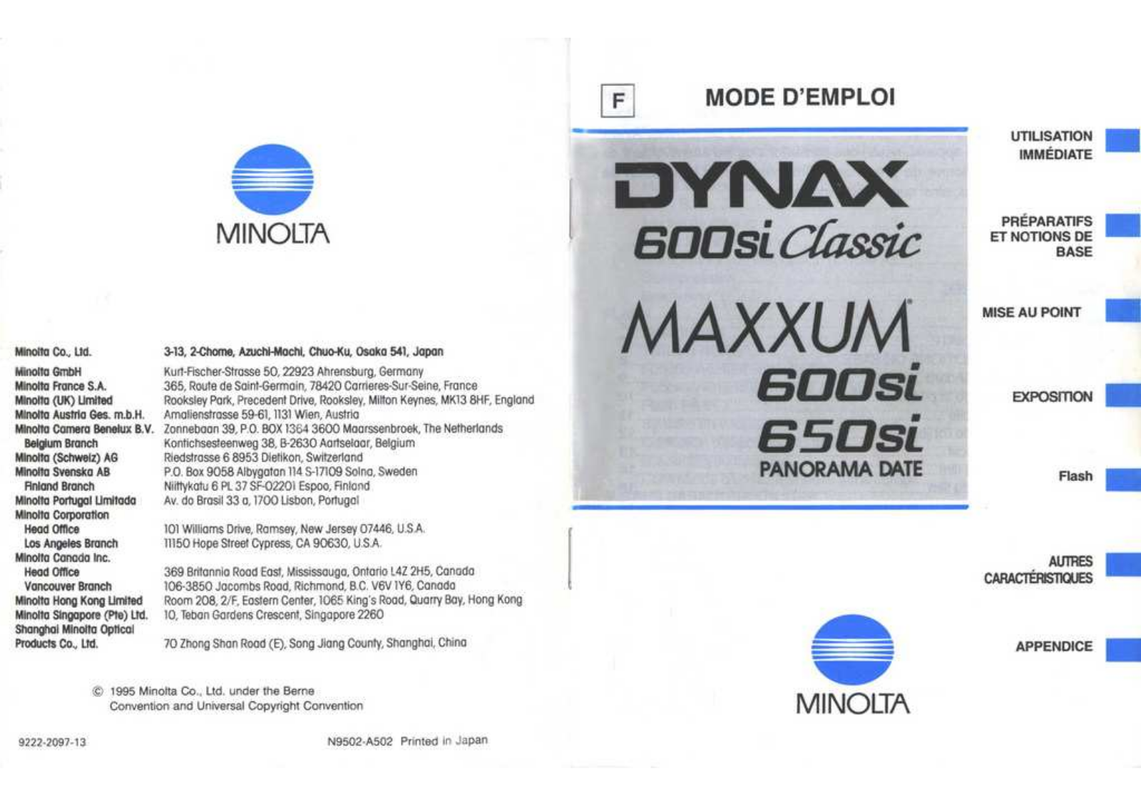 MINOLTA Dynax 600si User Manual