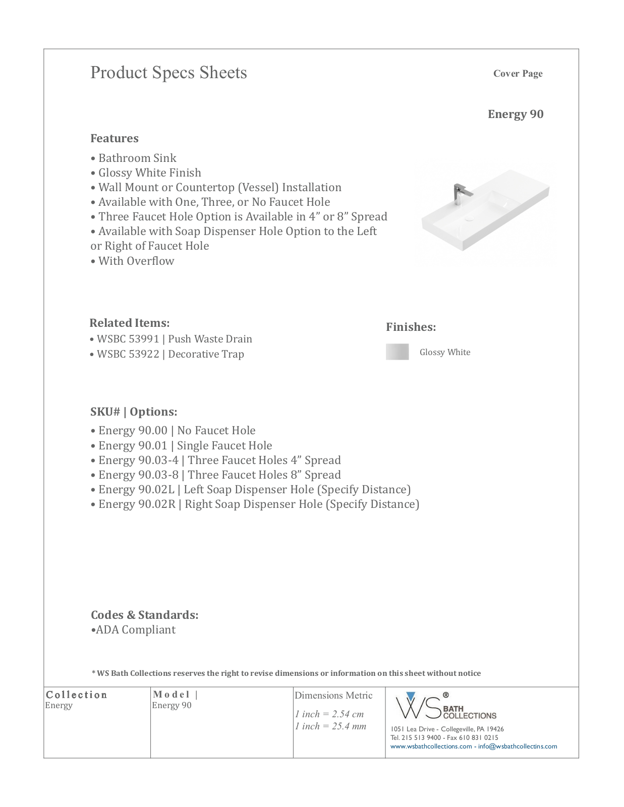 WS Bath Collections W004709073 Specifications - ManualMachine.com