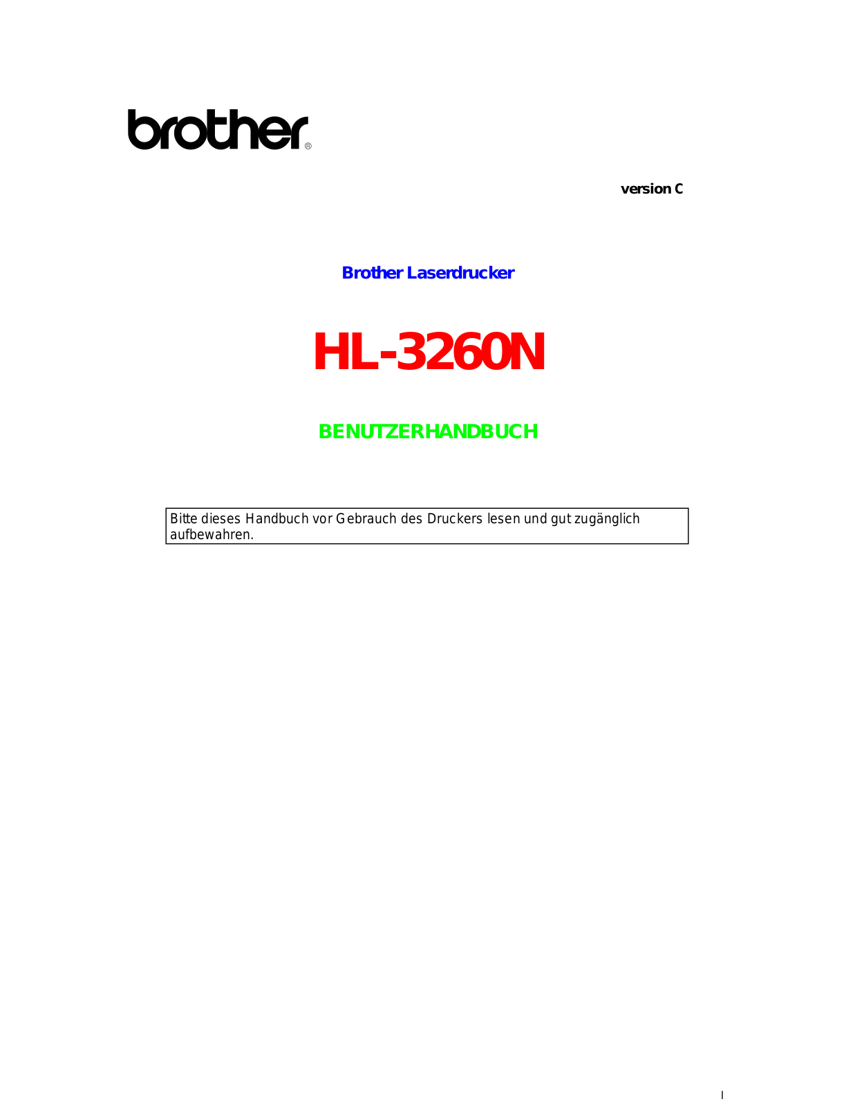 Brother HL-3260N User Manual