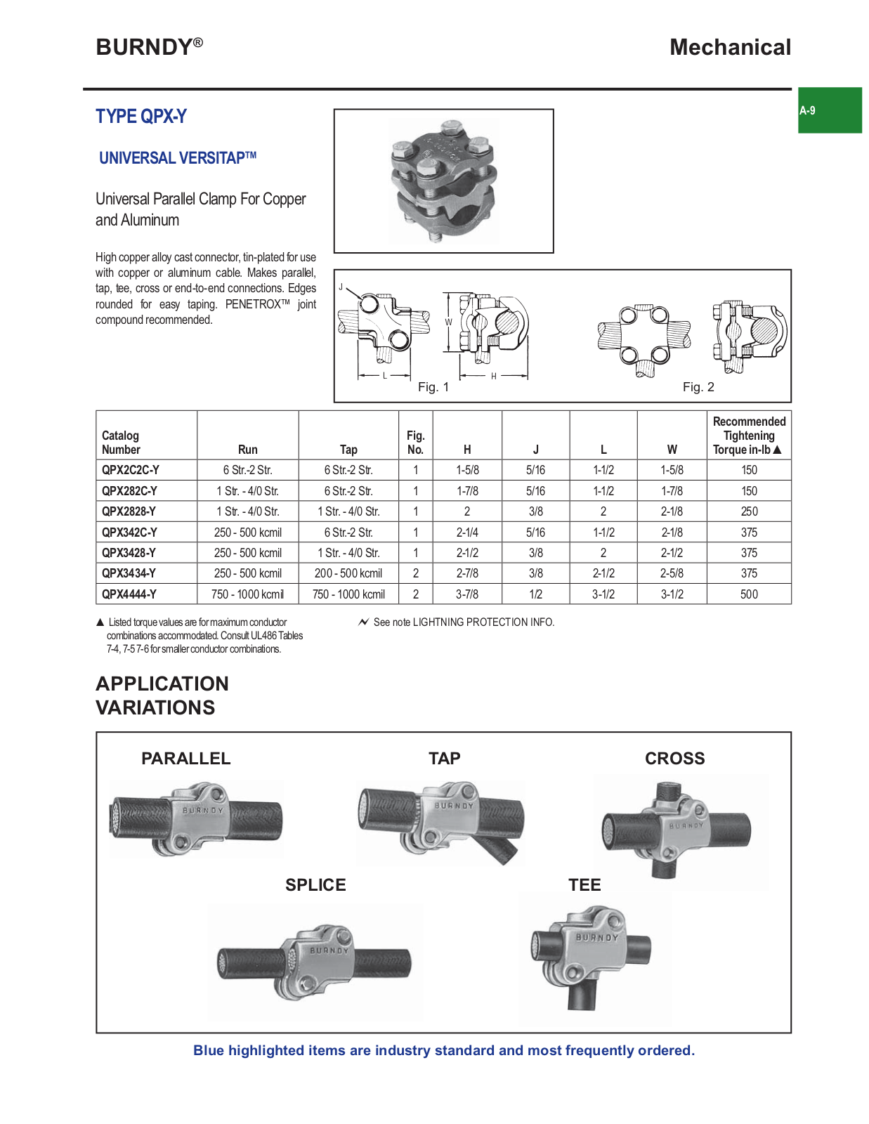 Burndy QPX-Y Catalog Page