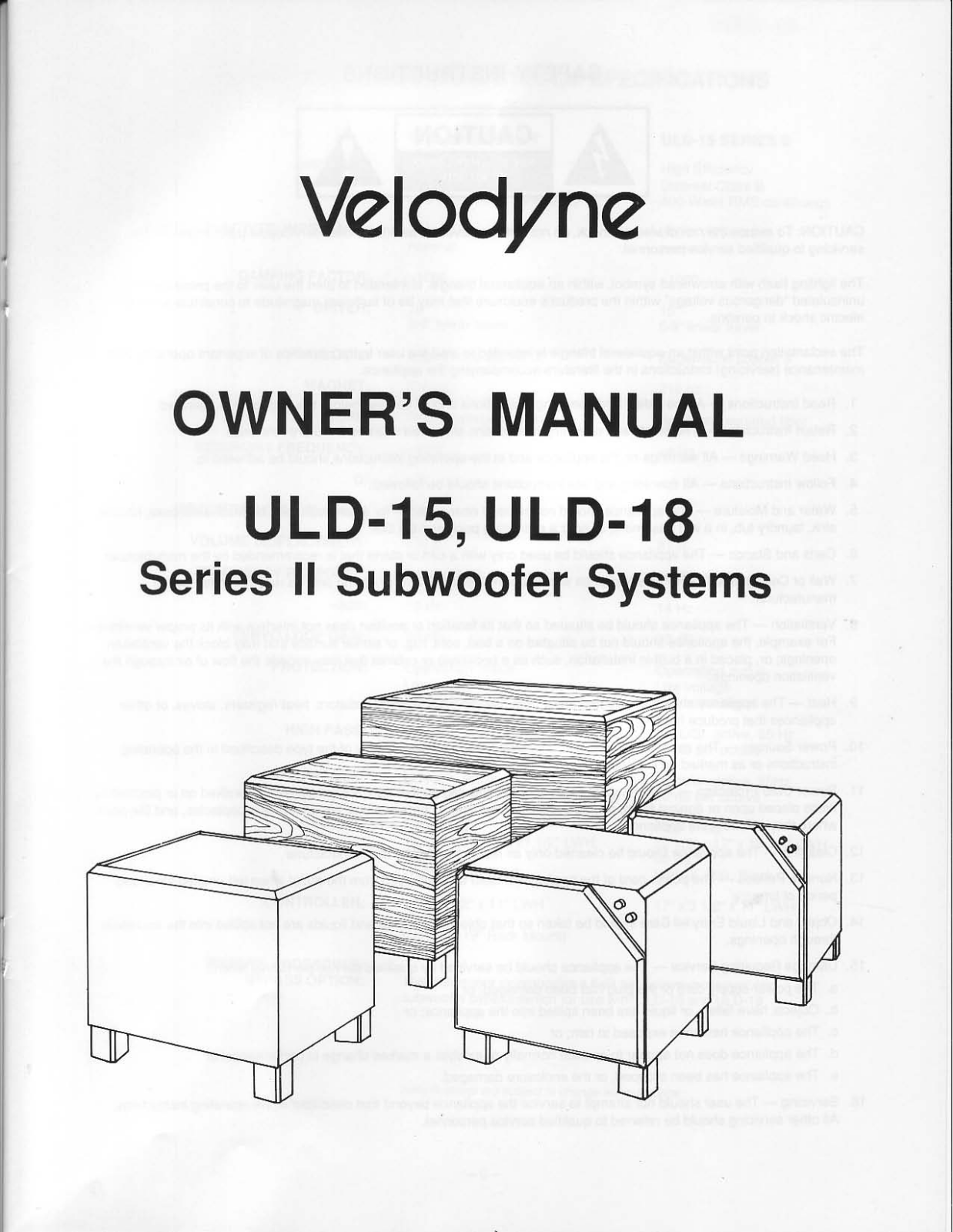 Velodyne Acoustics ULD-15, ULD-18 User Manual