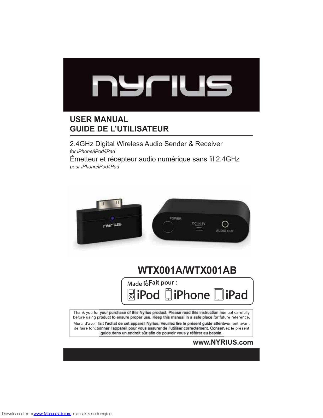 Nyrius WTX001A, WTX001AB User Manual