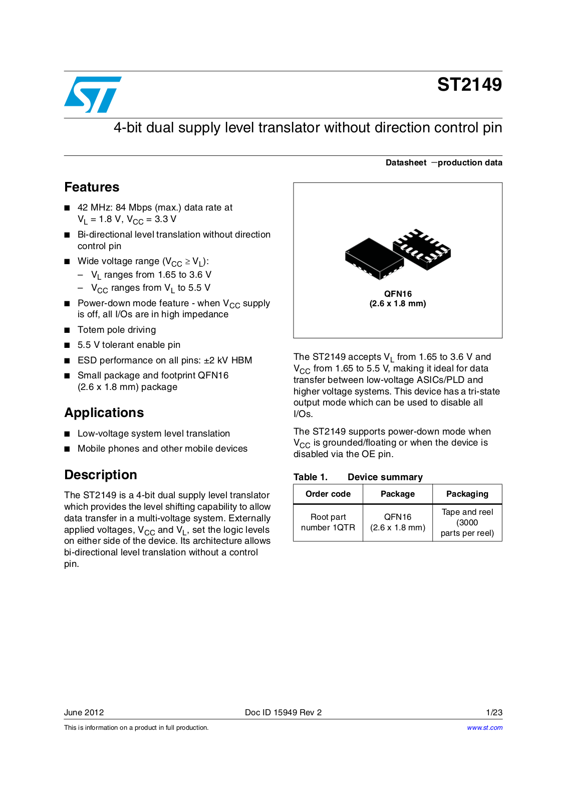 ST ST2149 User Manual