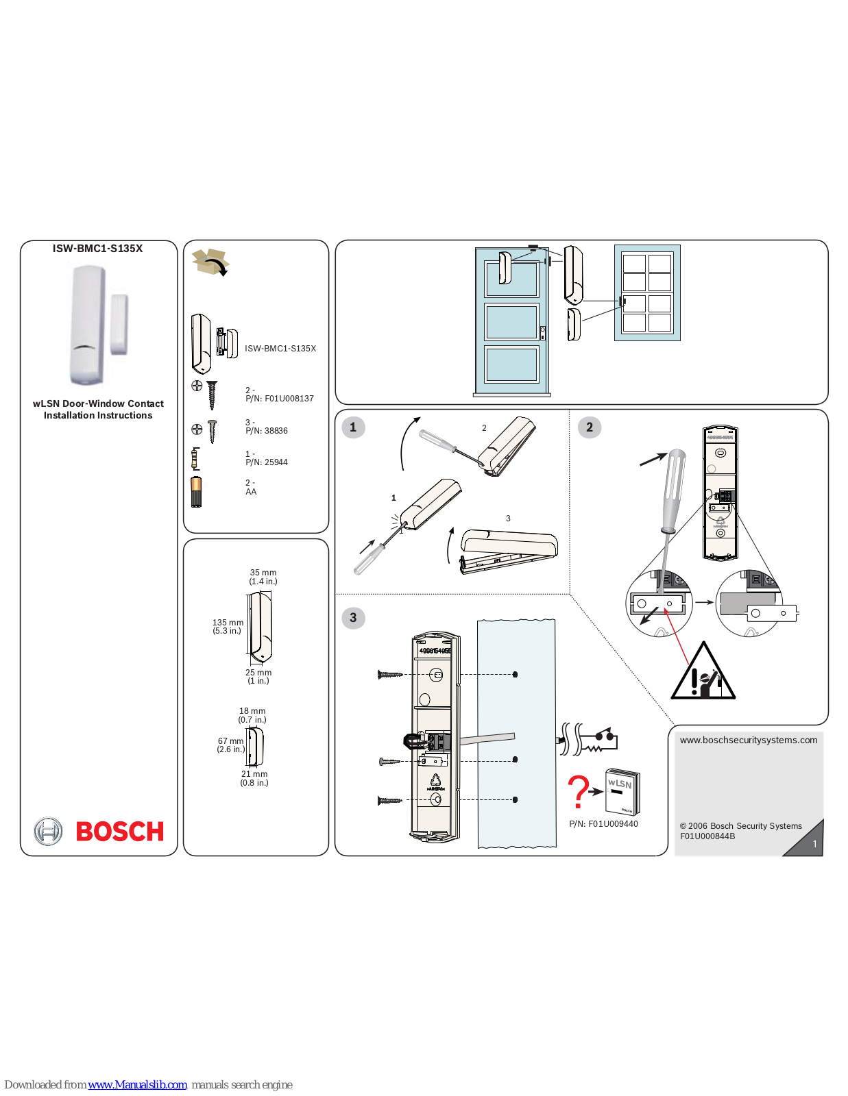 Bosch ISW-BMC1-S135X Installation Instructions And Parts Identification