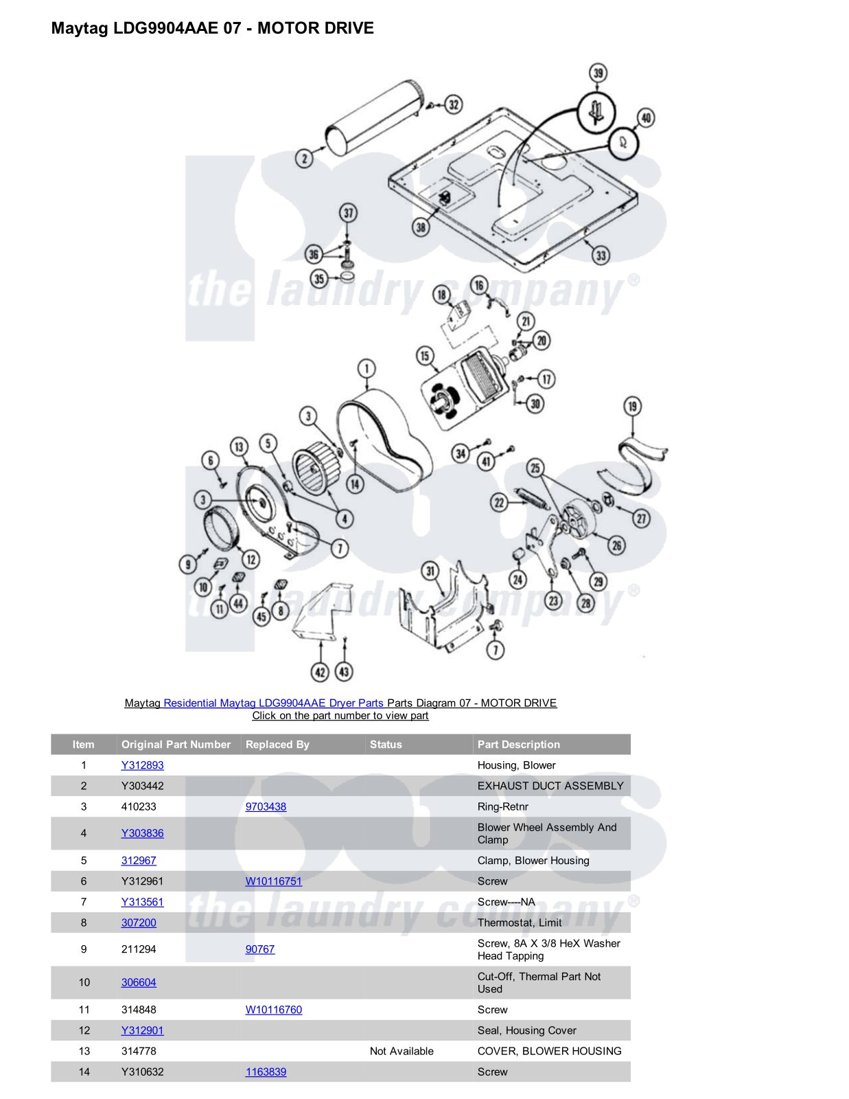 Maytag LDG9904AAE Parts Diagram