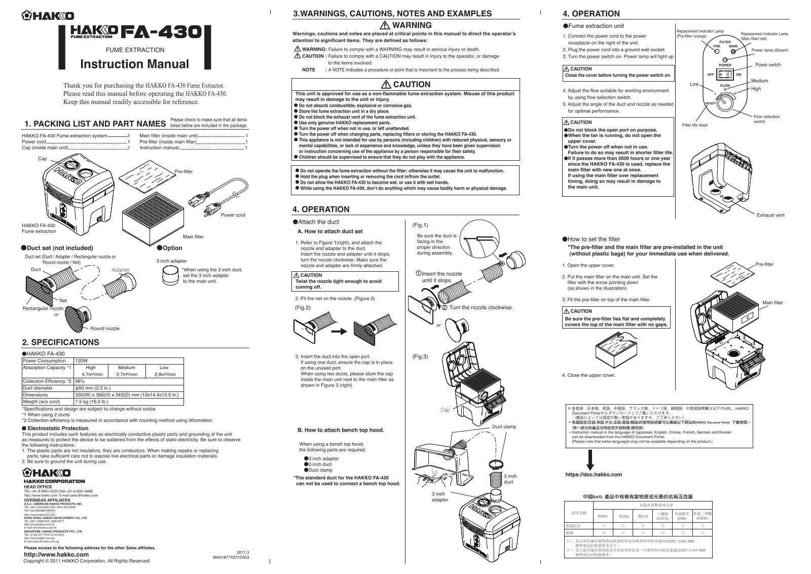Hakko FA-430 User Manual